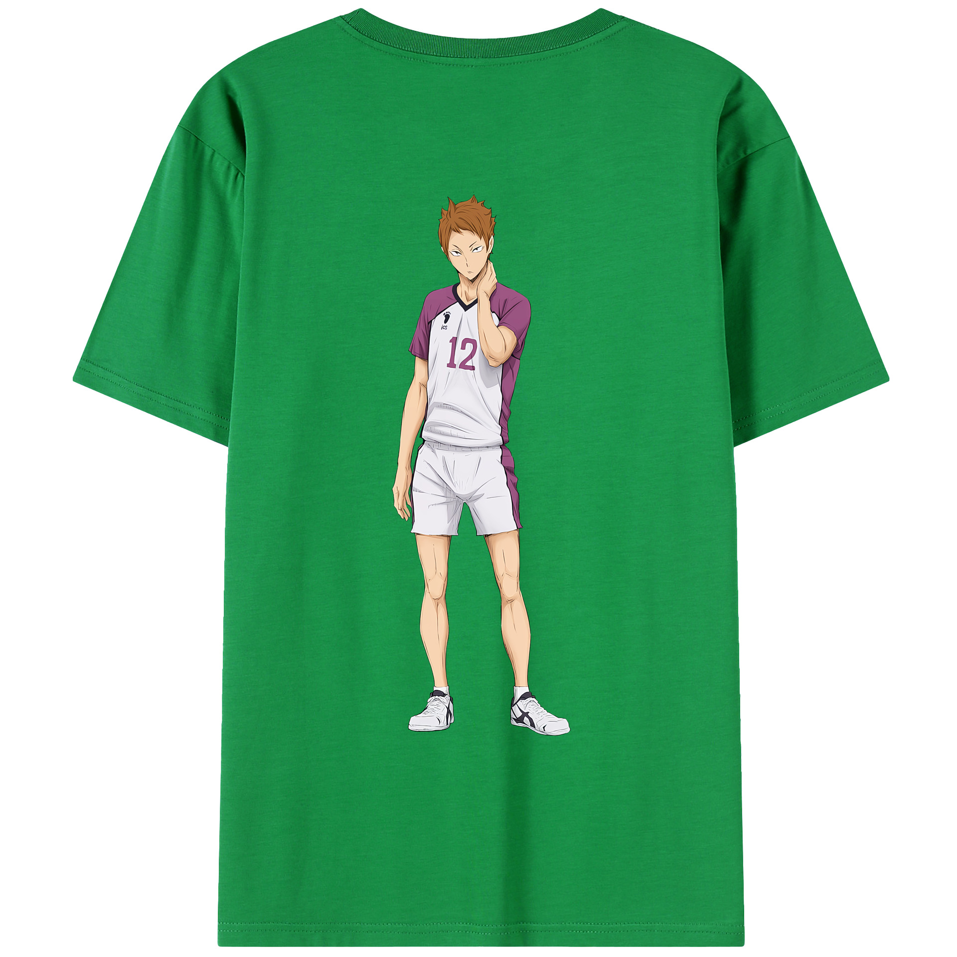 （画像用） ハイキュー!! Haikyu!! 綿100％ メンズ半袖Tシャツ（バックプリント） 通気性