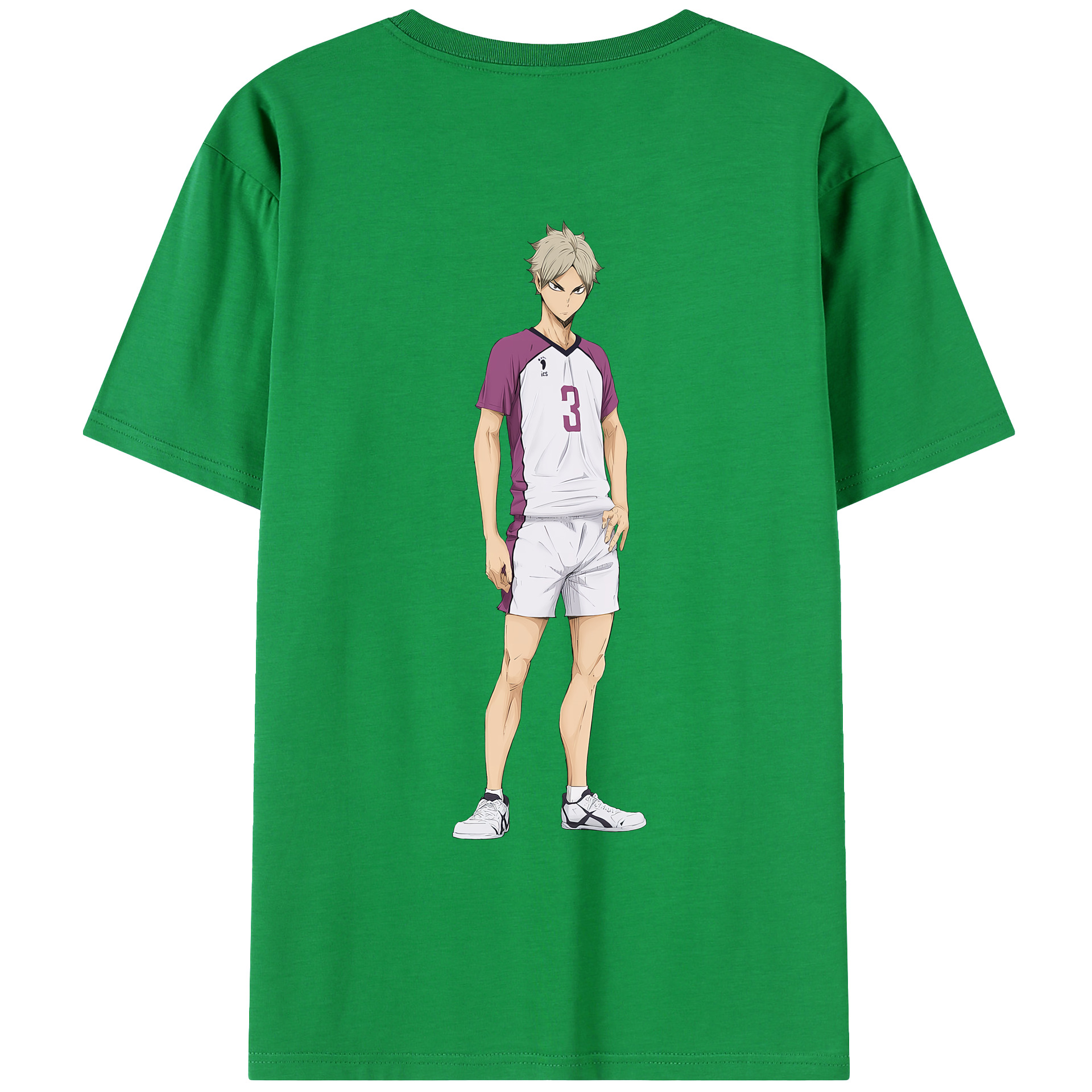 （画像用） ハイキュー!! Haikyu!! 綿100％ メンズ半袖Tシャツ（バックプリント） 通気性