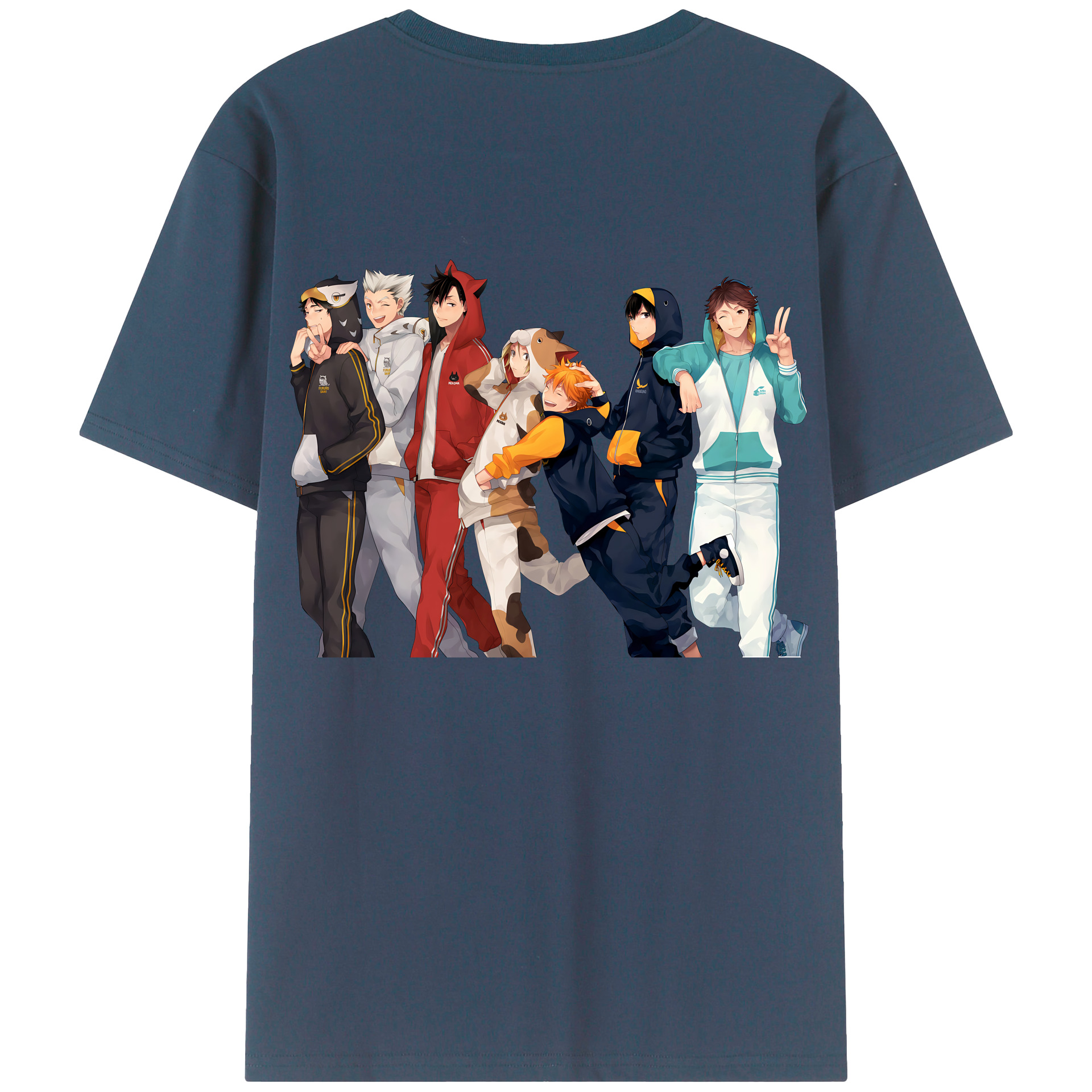 （画像用） ハイキュー!! Haikyu!! 綿100％ メンズ半袖Tシャツ（バックプリント） 通気性