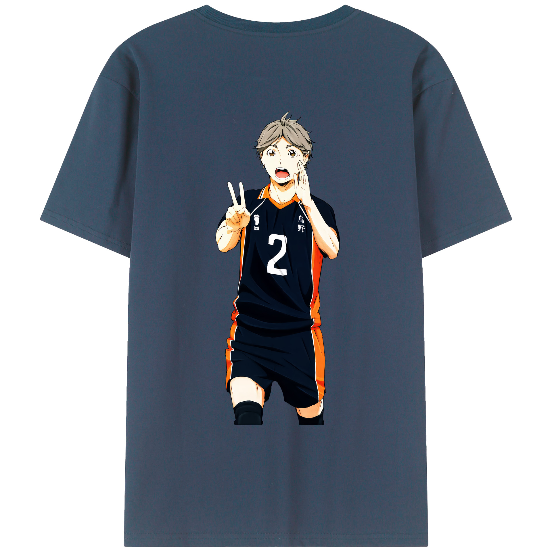 （画像用） ハイキュー!! Haikyu!! 綿100％ メンズ半袖Tシャツ（バックプリント） 通気性