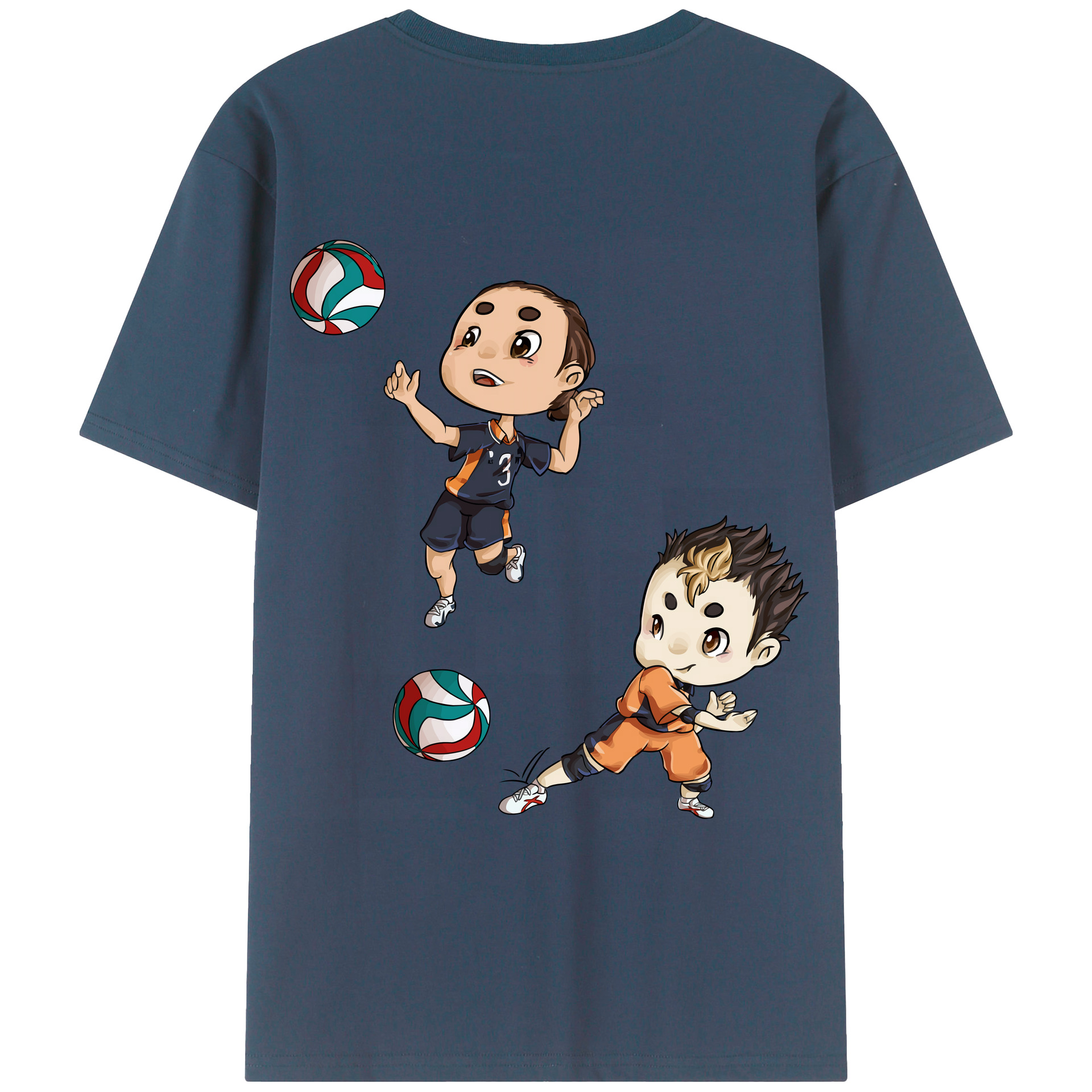 （画像用） ハイキュー!! Haikyu!! 綿100％ メンズ半袖Tシャツ（バックプリント） 通気性