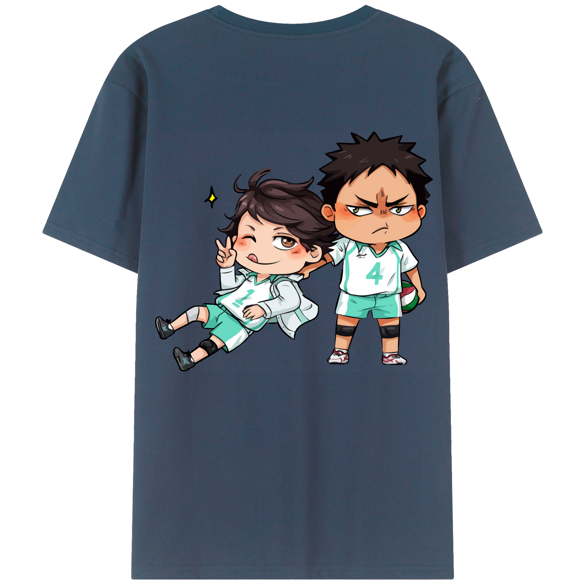 （画像用） ハイキュー!! Haikyu!! 綿100％ メンズ半袖Tシャツ（バックプリント） 通気性
