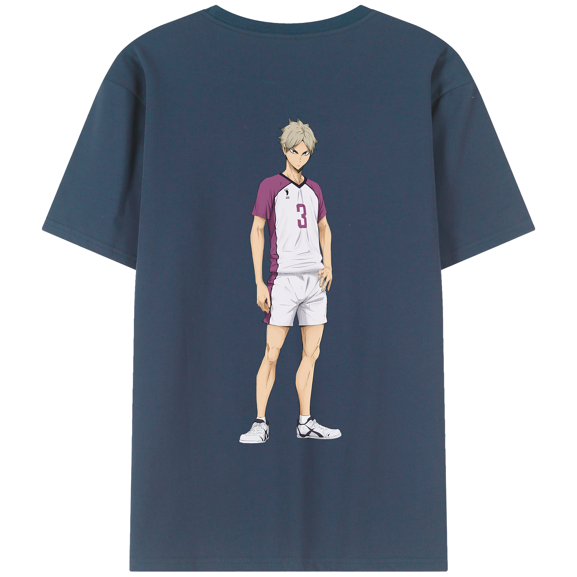 （画像用） ハイキュー!! Haikyu!! 綿100％ メンズ半袖Tシャツ（バックプリント） 通気性