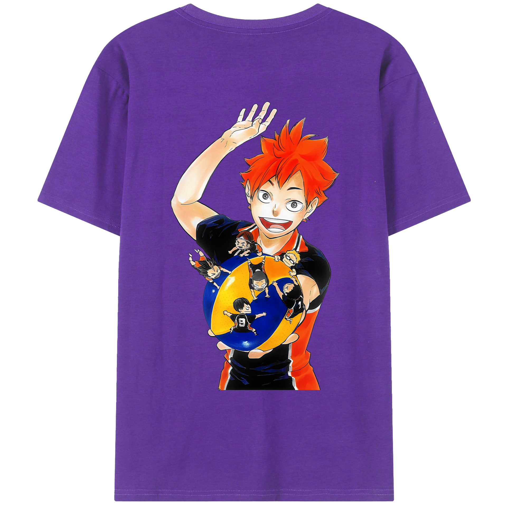 （画像用） ハイキュー!! Haikyu!! 綿100％ メンズ半袖Tシャツ（バックプリント） 通気性
