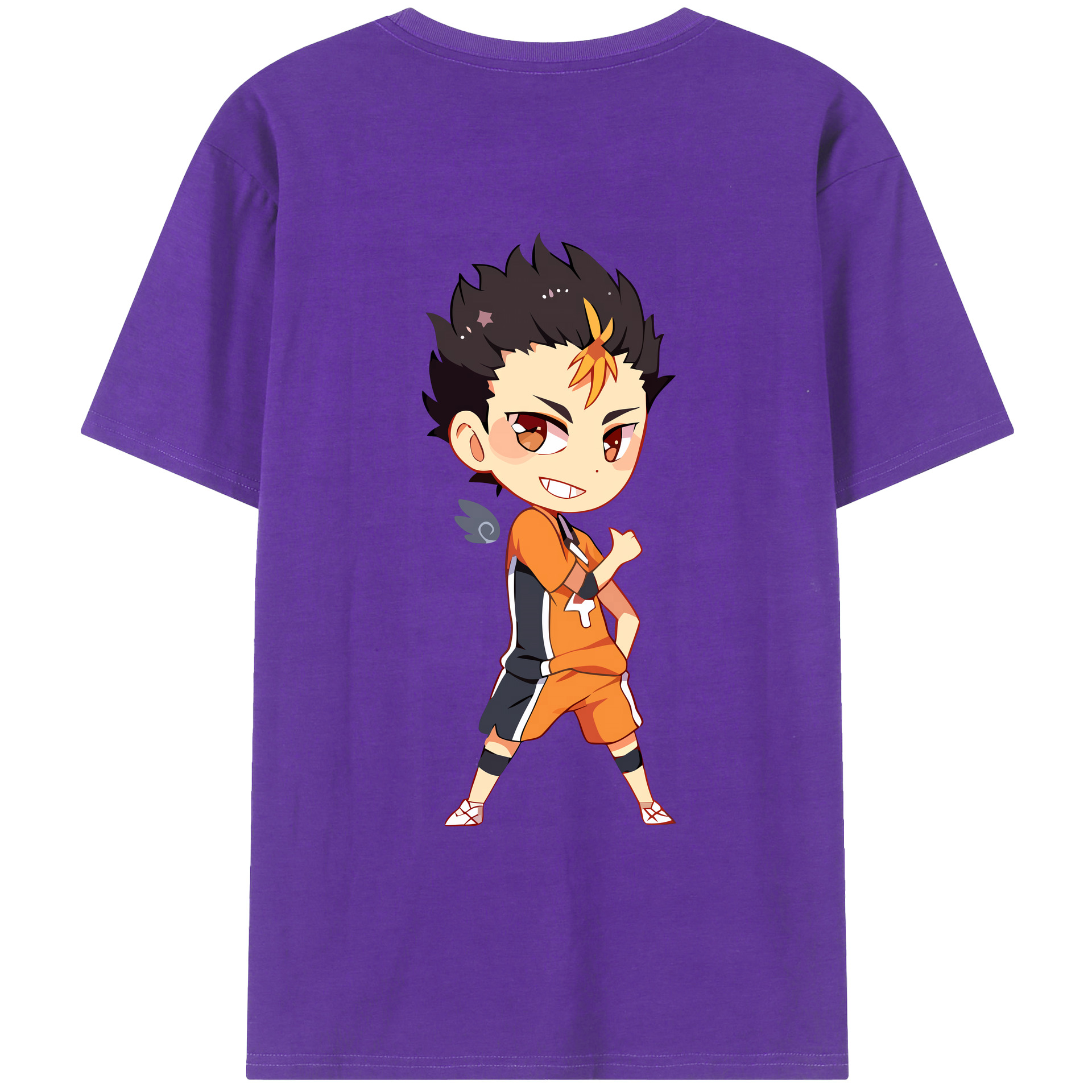 （画像用） ハイキュー!! Haikyu!! 綿100％ メンズ半袖Tシャツ（バックプリント） 通気性