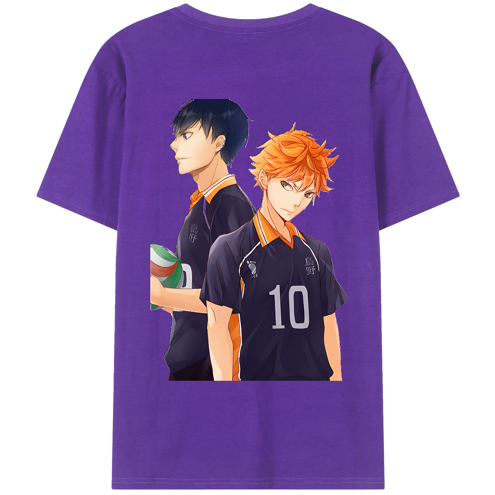 （画像用） ハイキュー!! Haikyu!! 綿100％ メンズ半袖Tシャツ（バックプリント） 通気性