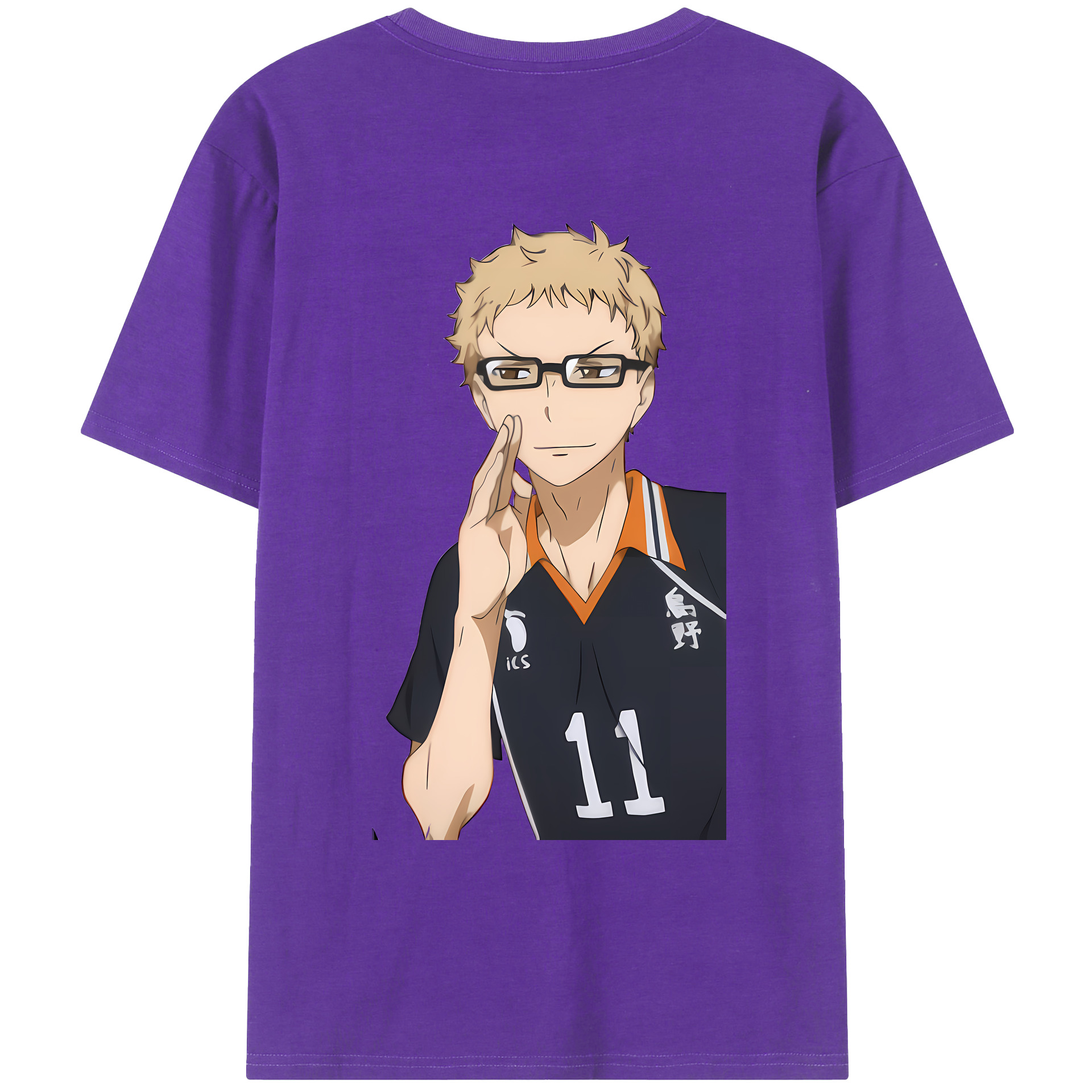 （画像用） ハイキュー!! Haikyu!! 綿100％ メンズ半袖Tシャツ（バックプリント） 通気性