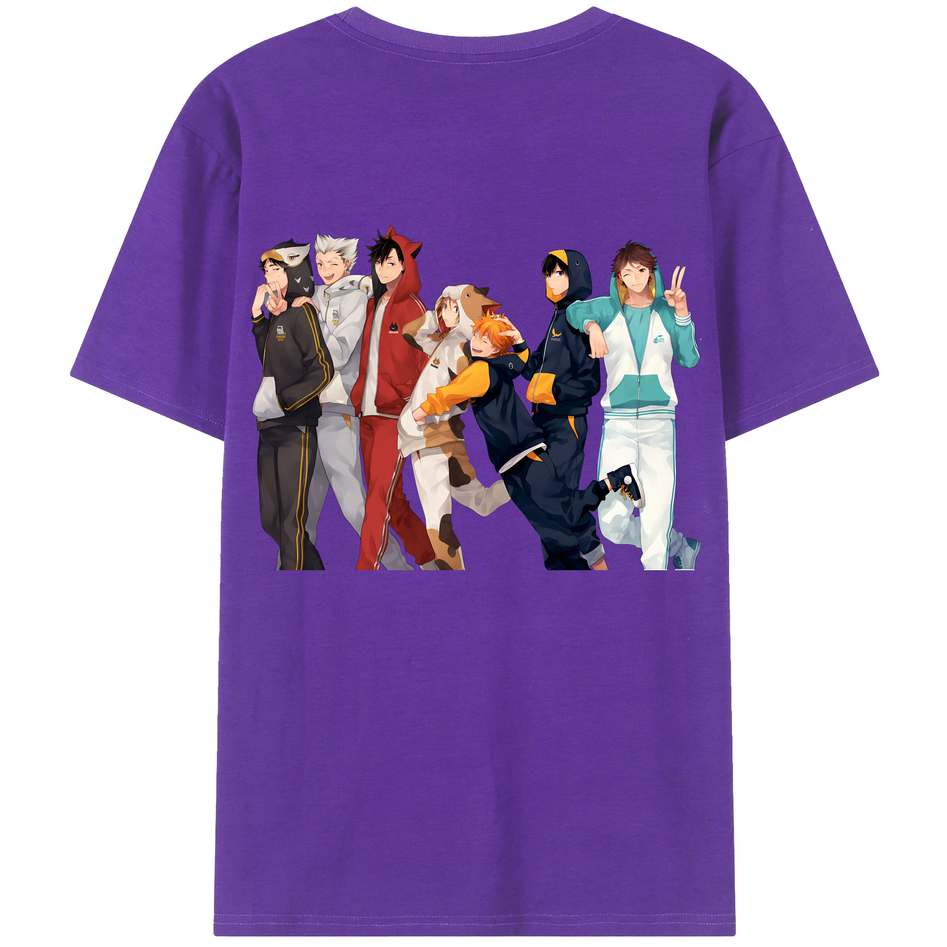 （画像用） ハイキュー!! Haikyu!! 綿100％ メンズ半袖Tシャツ（バックプリント） 通気性