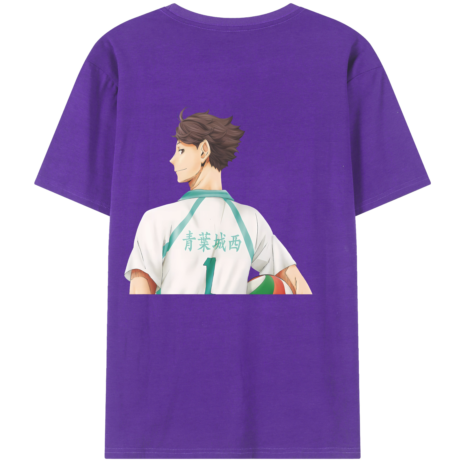 （画像用） ハイキュー!! Haikyu!! 綿100％ メンズ半袖Tシャツ（バックプリント） 通気性