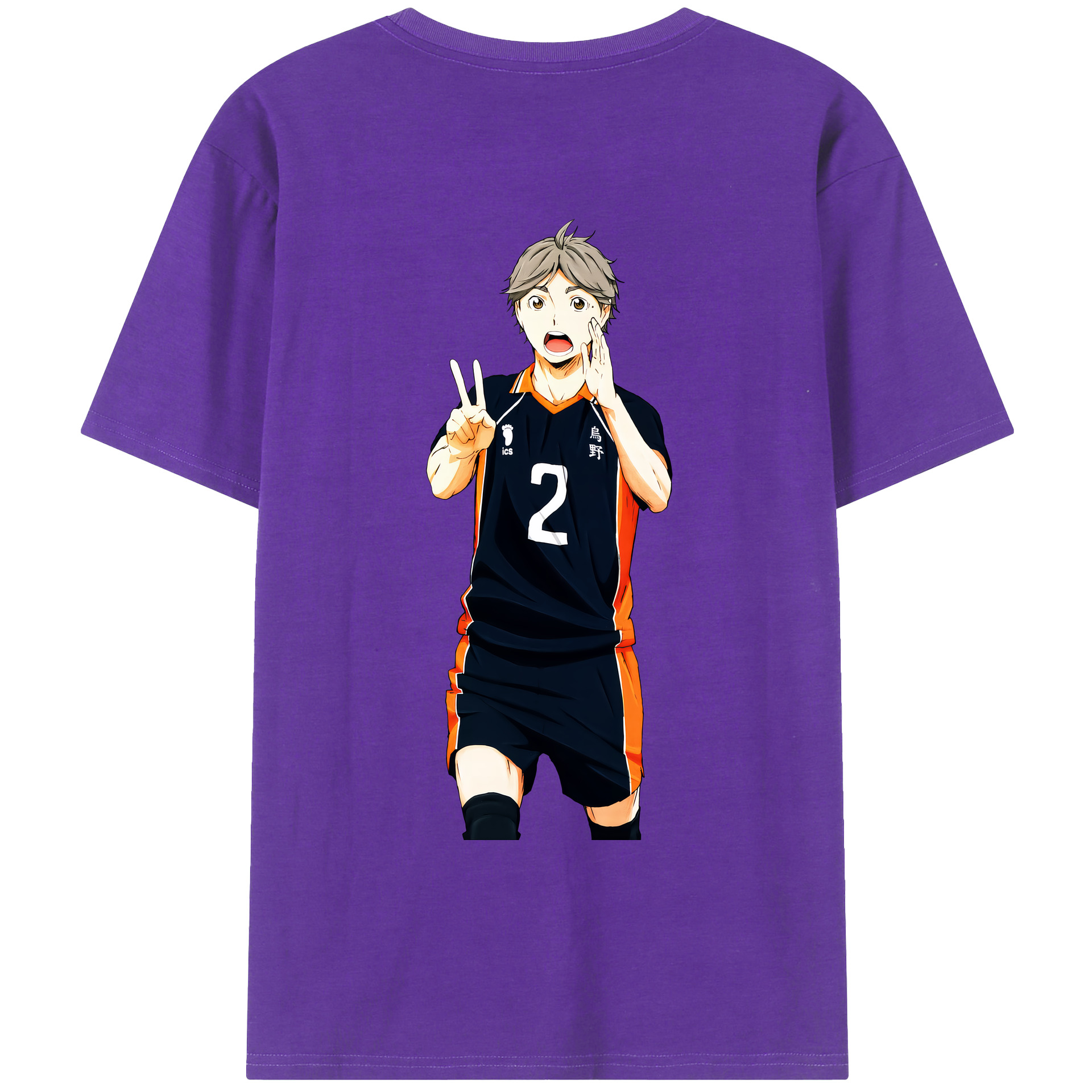 （画像用） ハイキュー!! Haikyu!! 綿100％ メンズ半袖Tシャツ（バックプリント） 通気性