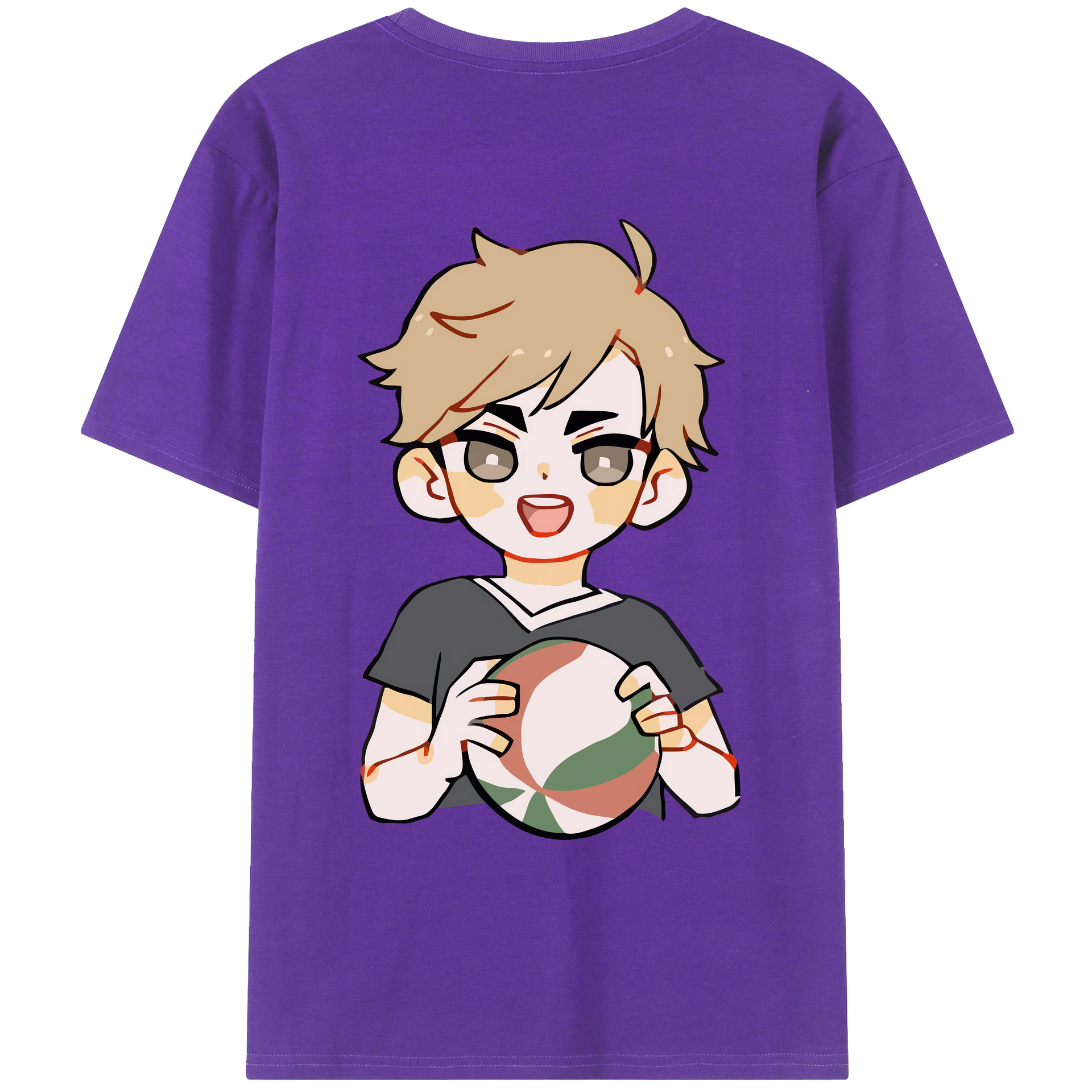 （画像用） ハイキュー!! Haikyu!! 綿100％ メンズ半袖Tシャツ（バックプリント） 通気性