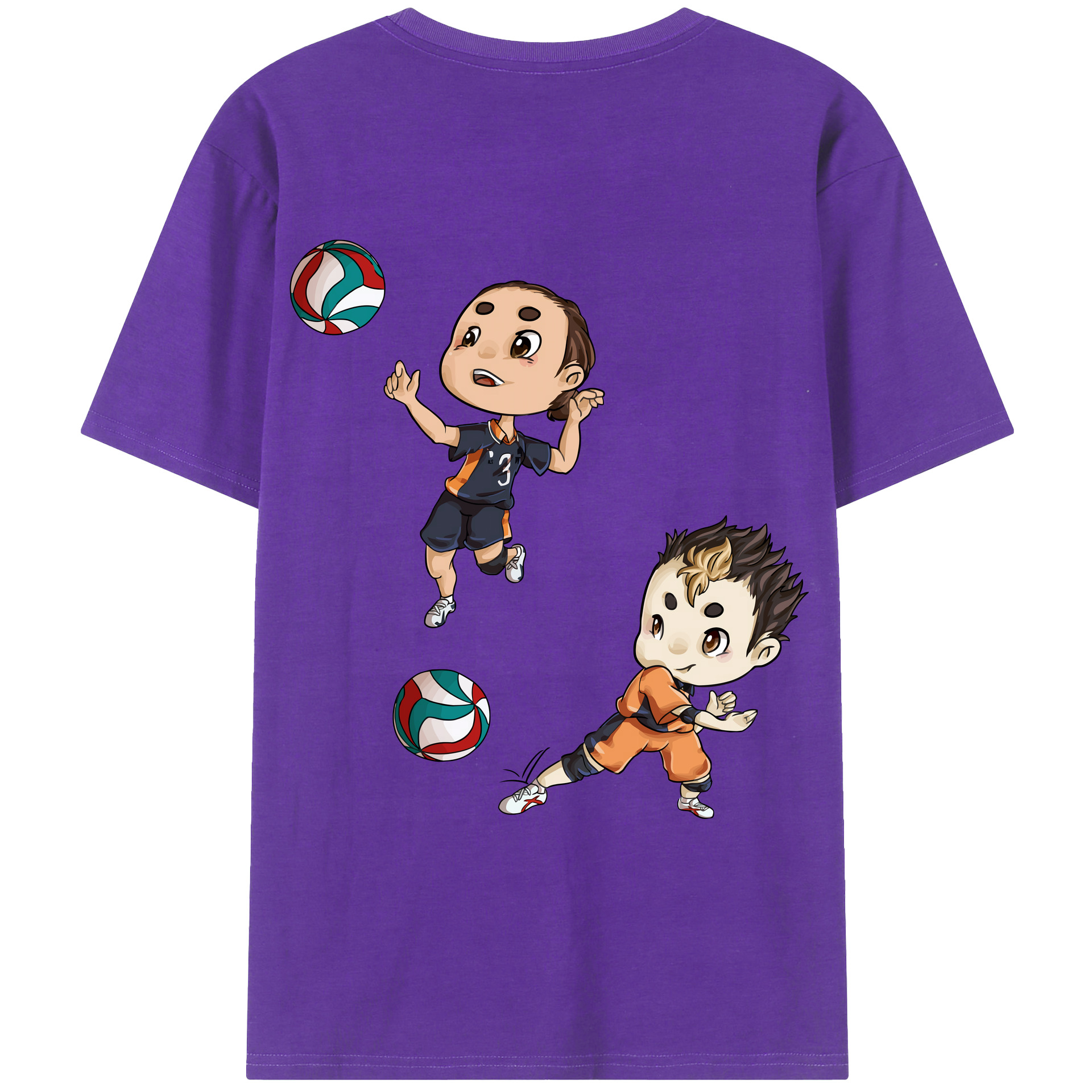 （画像用） ハイキュー!! Haikyu!! 綿100％ メンズ半袖Tシャツ（バックプリント） 通気性