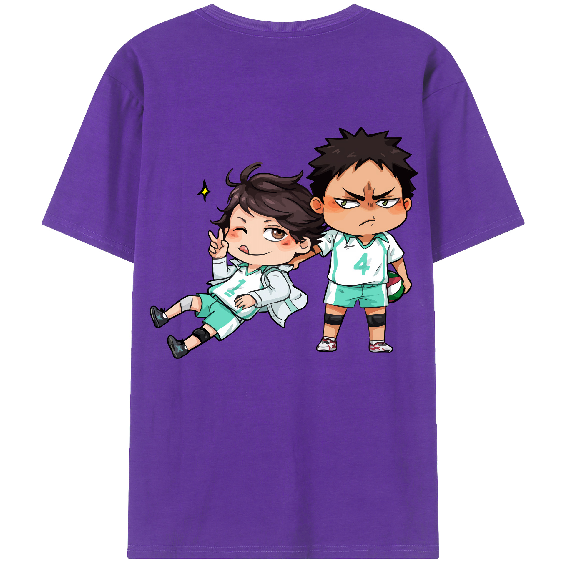 （画像用） ハイキュー!! Haikyu!! 綿100％ メンズ半袖Tシャツ（バックプリント） 通気性