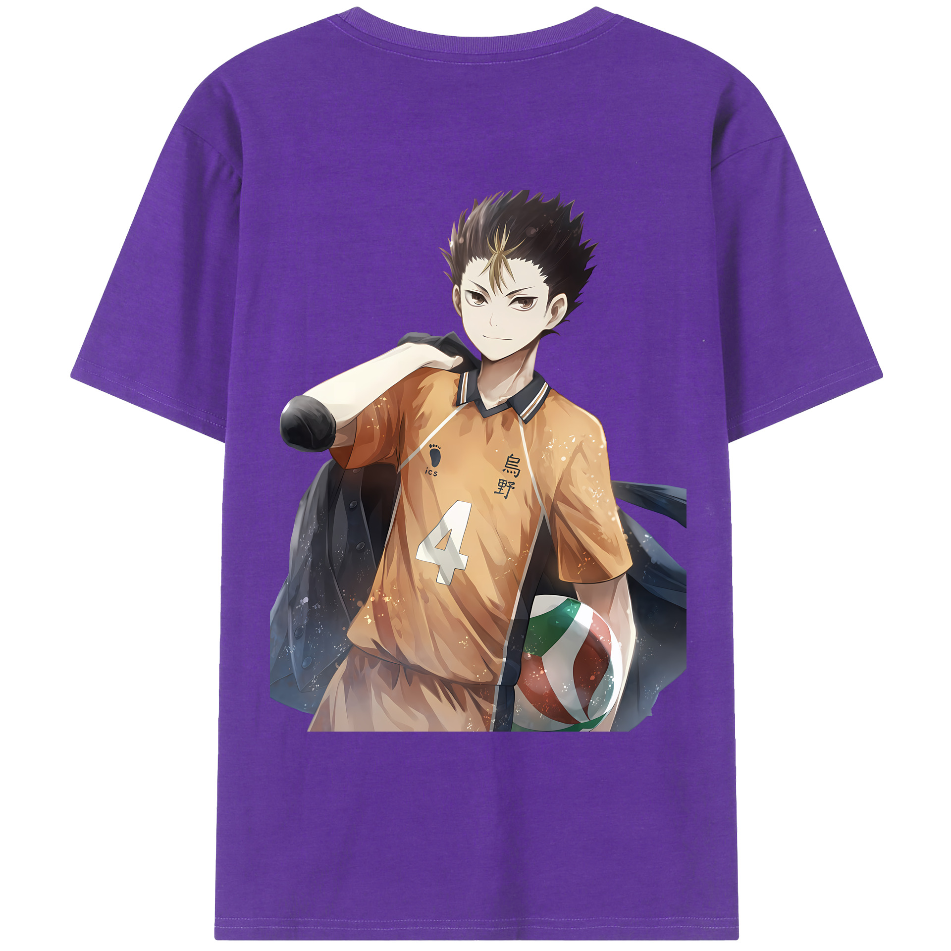 （画像用） ハイキュー!! Haikyu!! 綿100％ メンズ半袖Tシャツ（バックプリント） 通気性
