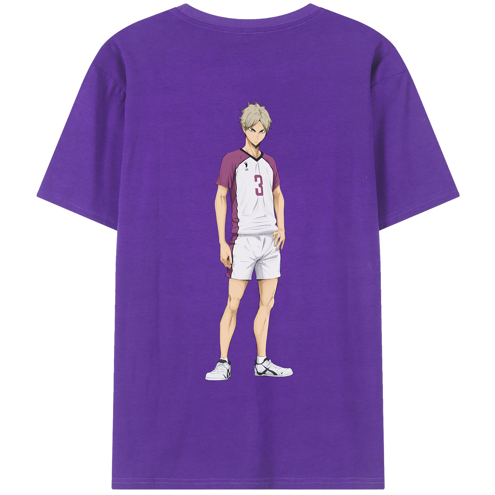 （画像用） ハイキュー!! Haikyu!! 綿100％ メンズ半袖Tシャツ（バックプリント） 通気性