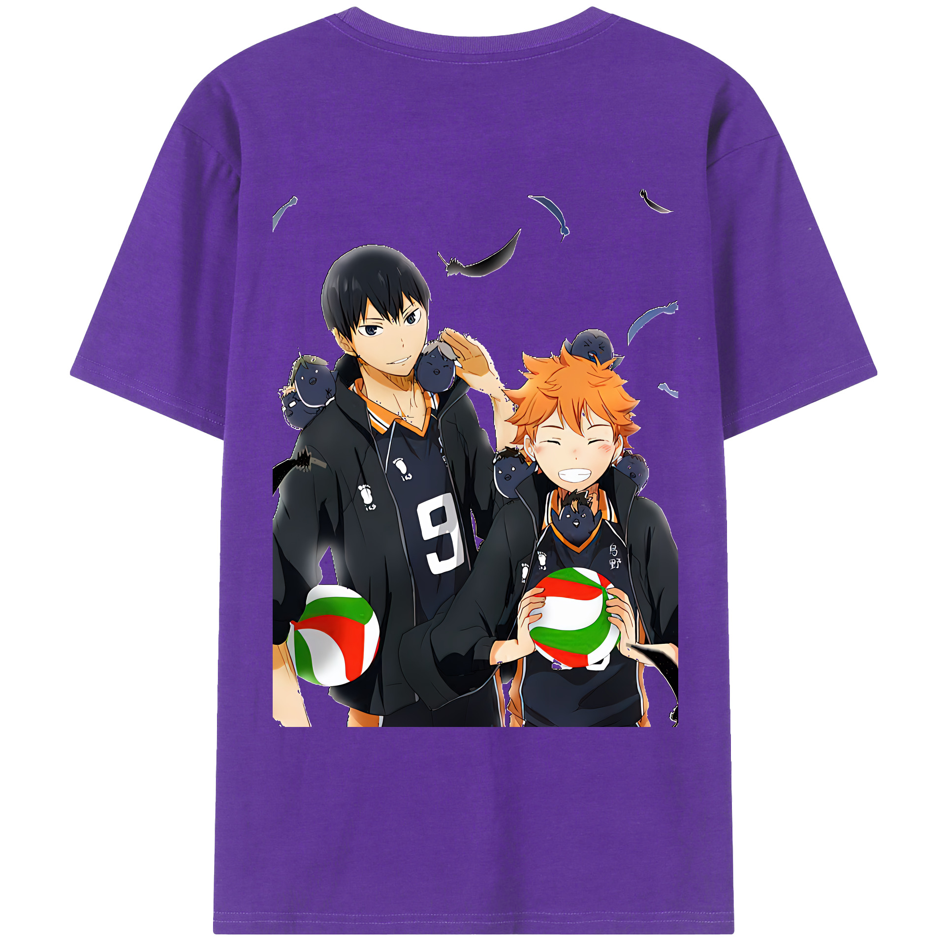 （画像用） ハイキュー!! Haikyu!! 綿100％ メンズ半袖Tシャツ（バックプリント） 通気性