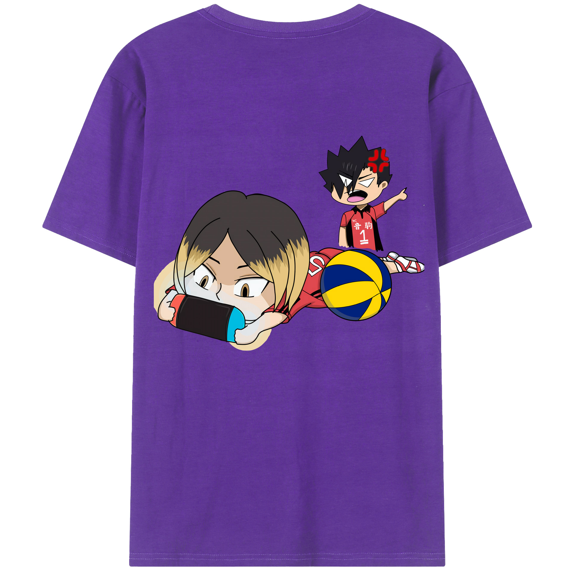 （画像用） ハイキュー!! Haikyu!! 綿100％ メンズ半袖Tシャツ（バックプリント） 通気性