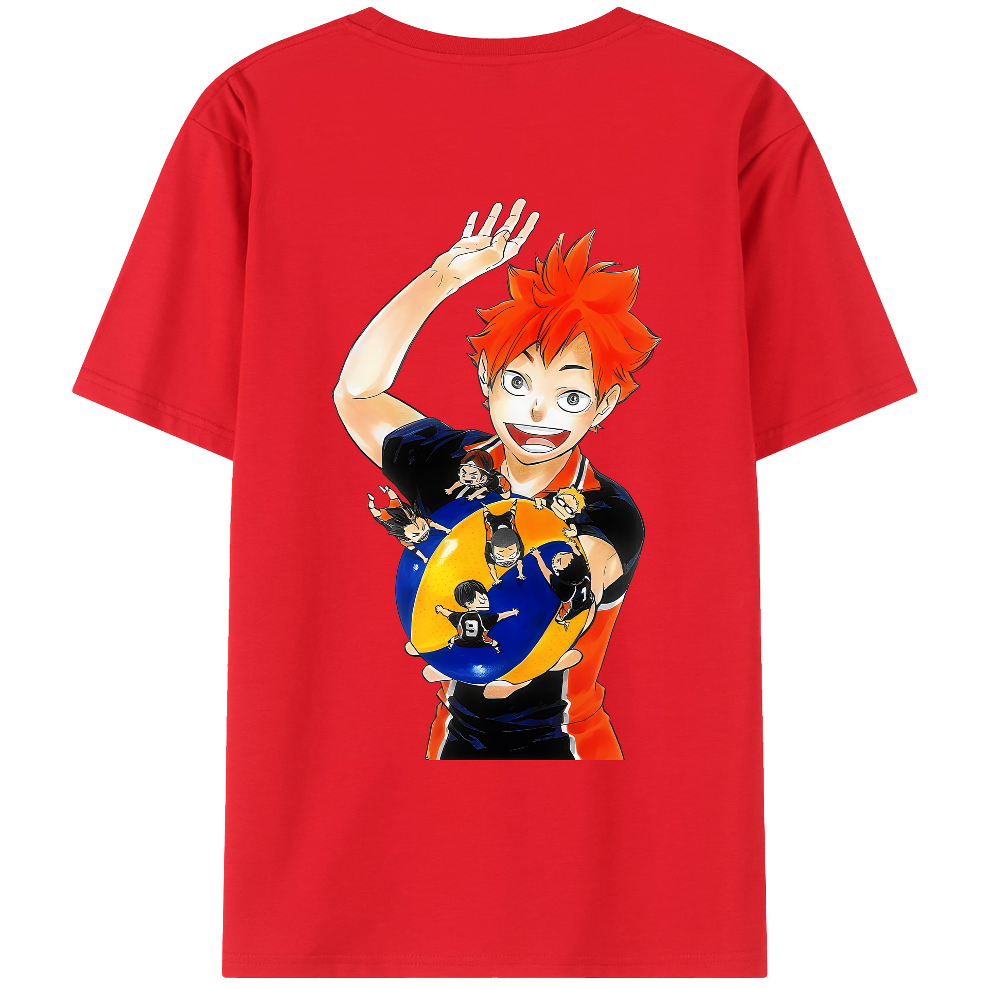 （画像用） ハイキュー!! Haikyu!! 綿100％ メンズ半袖Tシャツ（バックプリント） 通気性