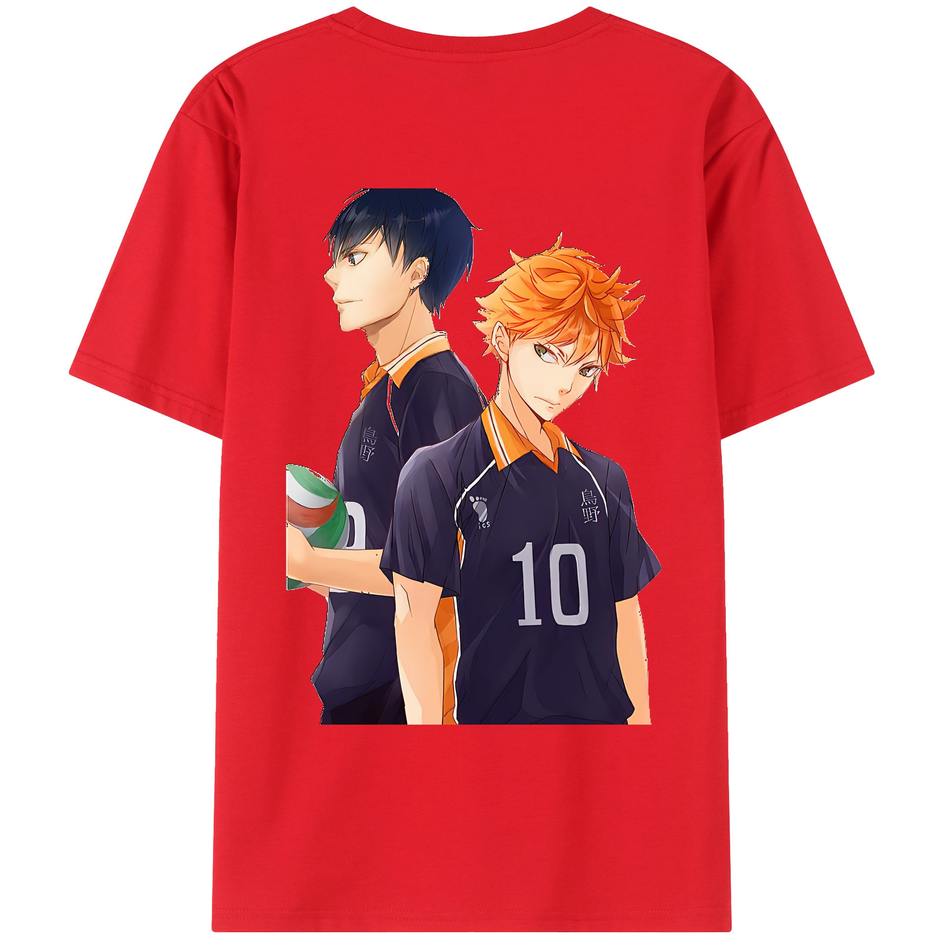 （画像用） ハイキュー!! Haikyu!! 綿100％ メンズ半袖Tシャツ（バックプリント） 通気性