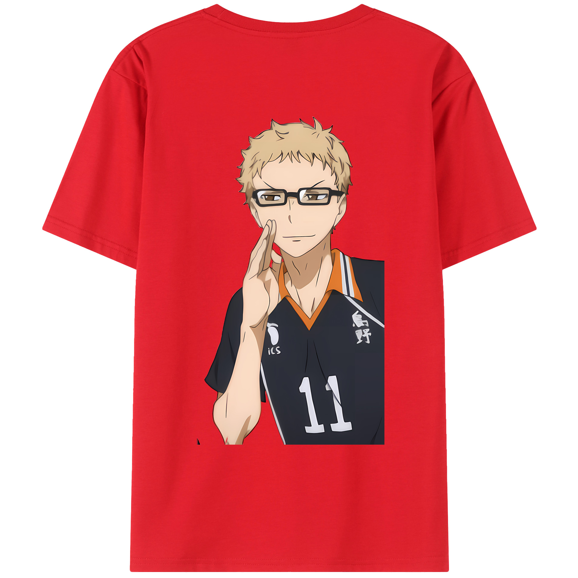 （画像用） ハイキュー!! Haikyu!! 綿100％ メンズ半袖Tシャツ（バックプリント） 通気性