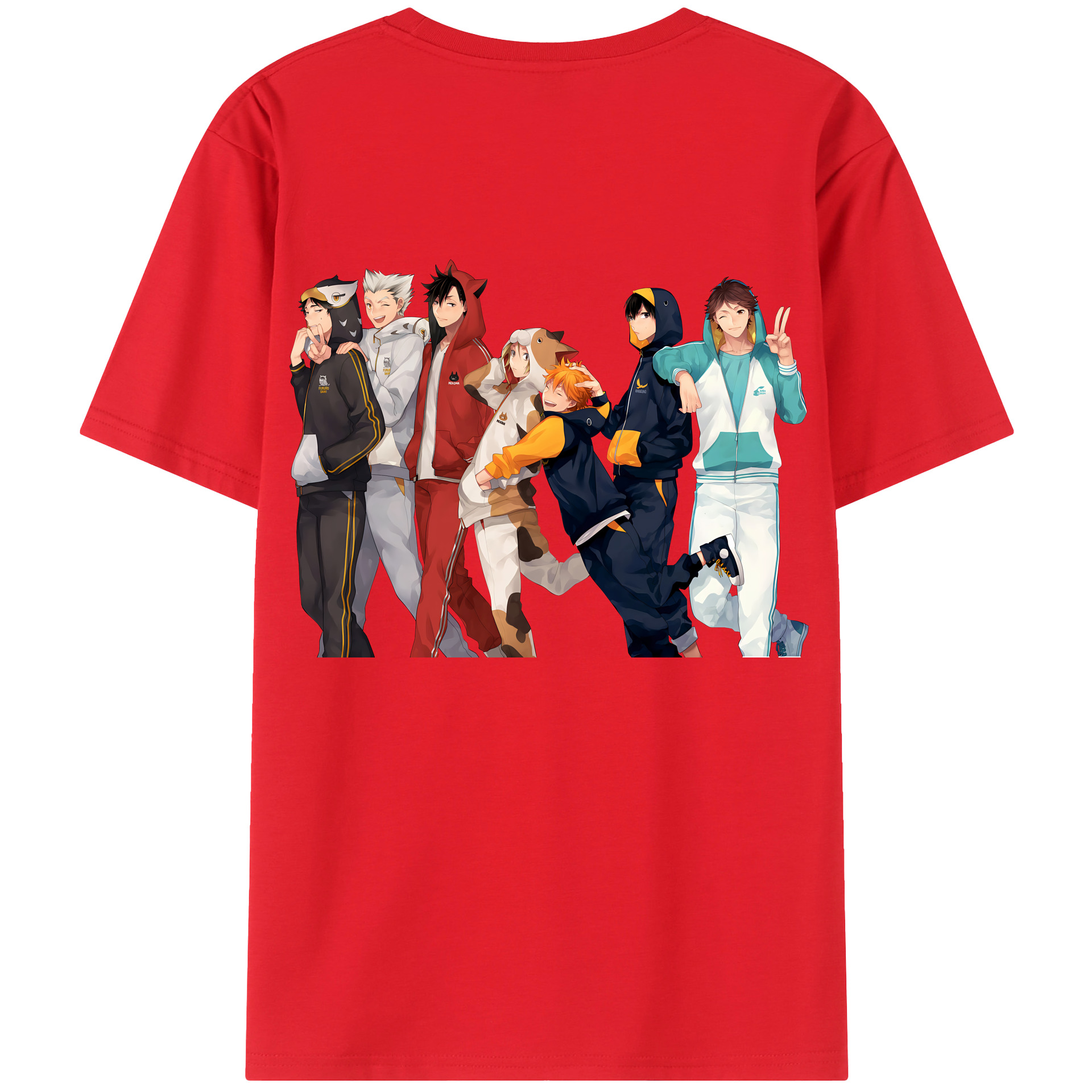 （画像用） ハイキュー!! Haikyu!! 綿100％ メンズ半袖Tシャツ（バックプリント） 通気性
