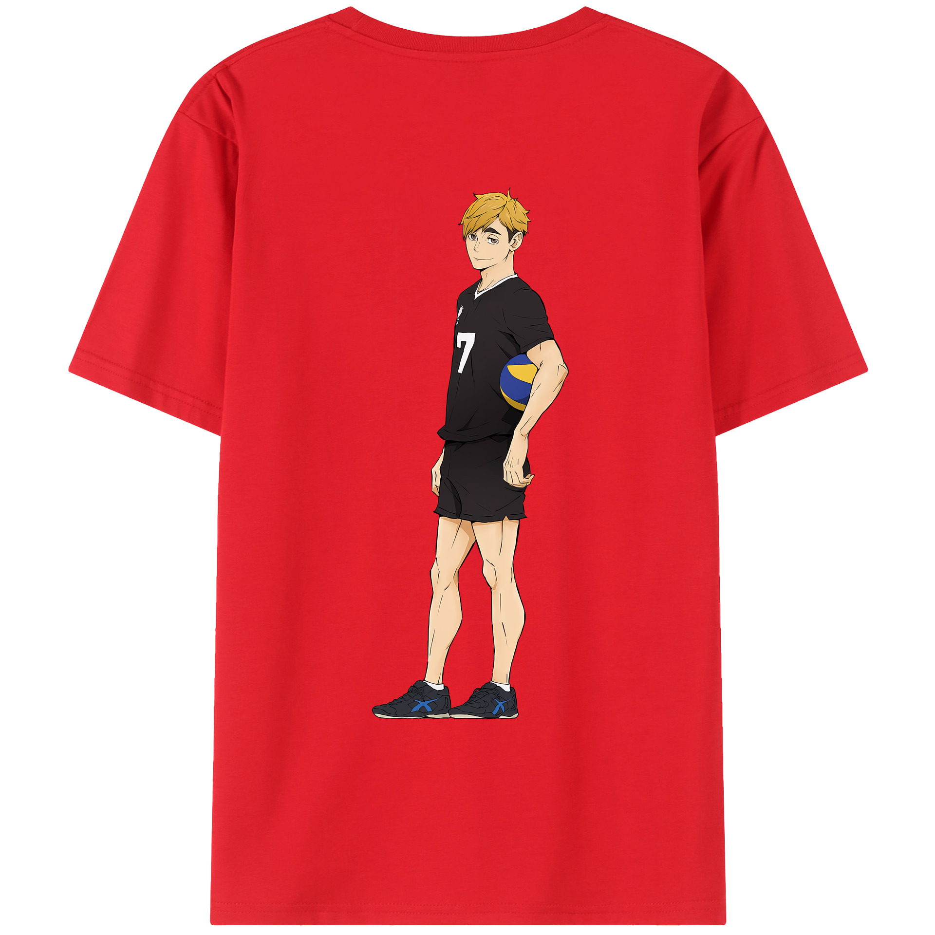 （画像用） ハイキュー!! Haikyu!! 綿100％ メンズ半袖Tシャツ（バックプリント） 通気性