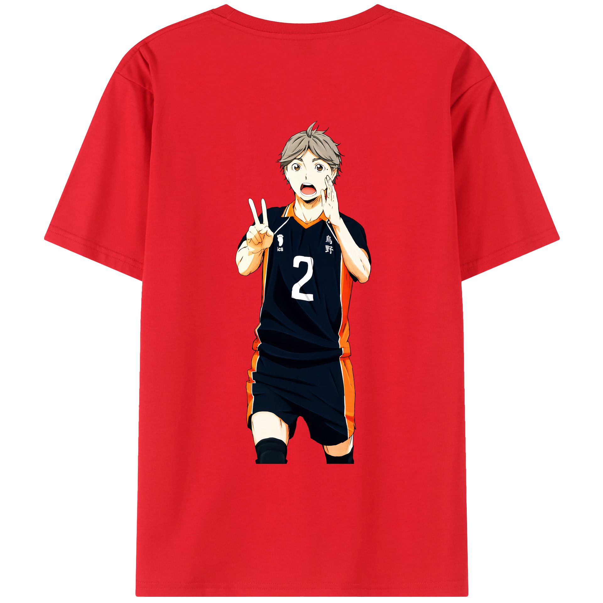 （画像用） ハイキュー!! Haikyu!! 綿100％ メンズ半袖Tシャツ（バックプリント） 通気性
