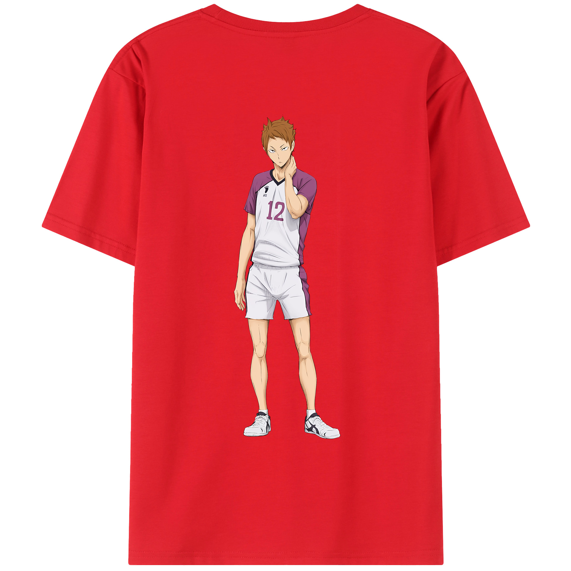 （画像用） ハイキュー!! Haikyu!! 綿100％ メンズ半袖Tシャツ（バックプリント） 通気性