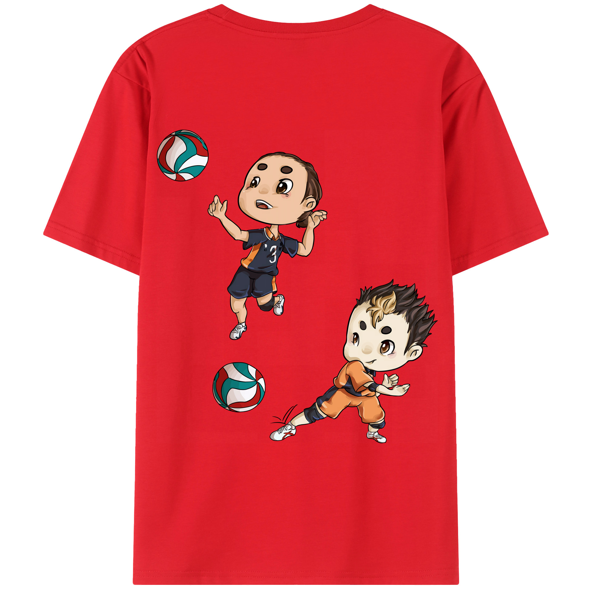 （画像用） ハイキュー!! Haikyu!! 綿100％ メンズ半袖Tシャツ（バックプリント） 通気性