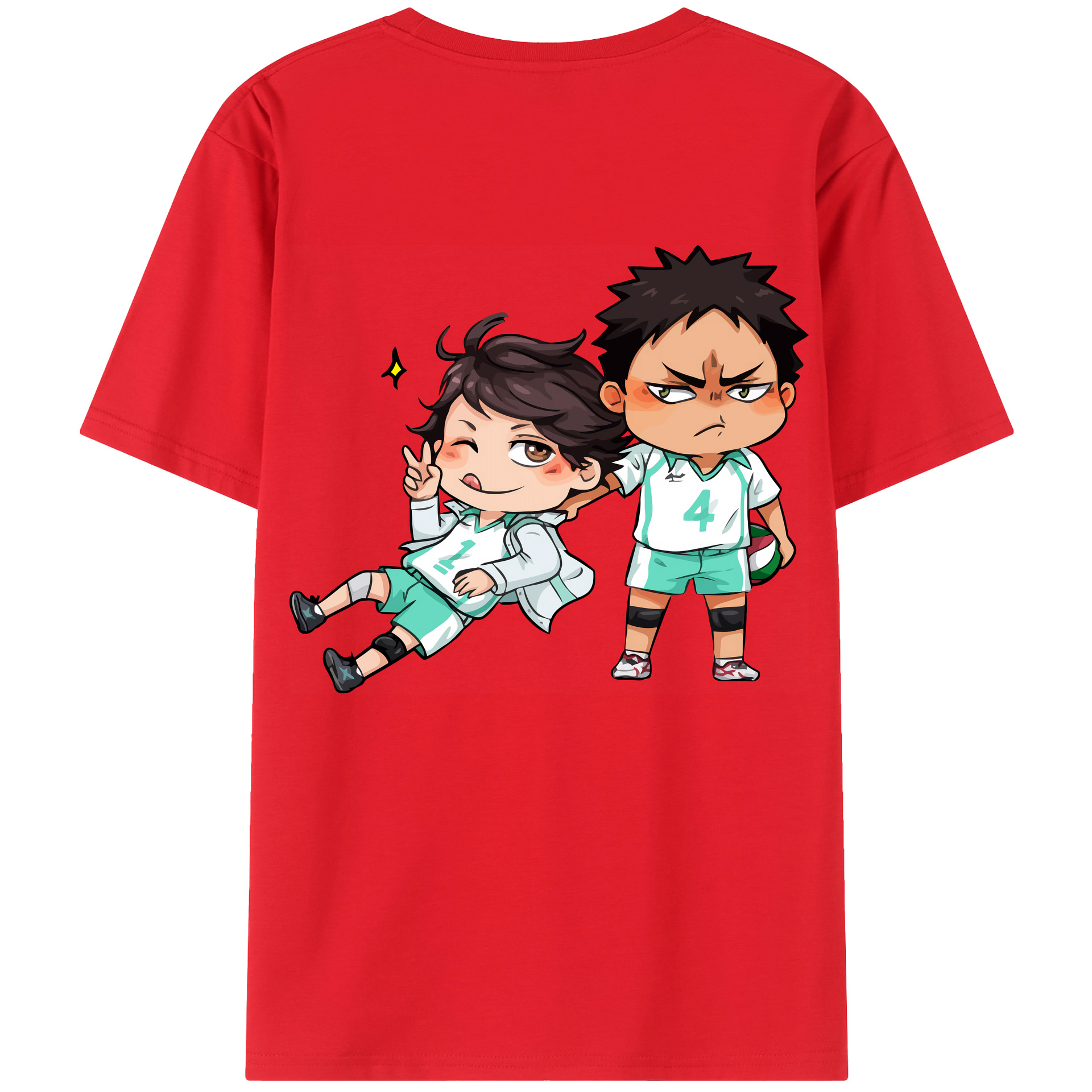 （画像用） ハイキュー!! Haikyu!! 綿100％ メンズ半袖Tシャツ（バックプリント） 通気性