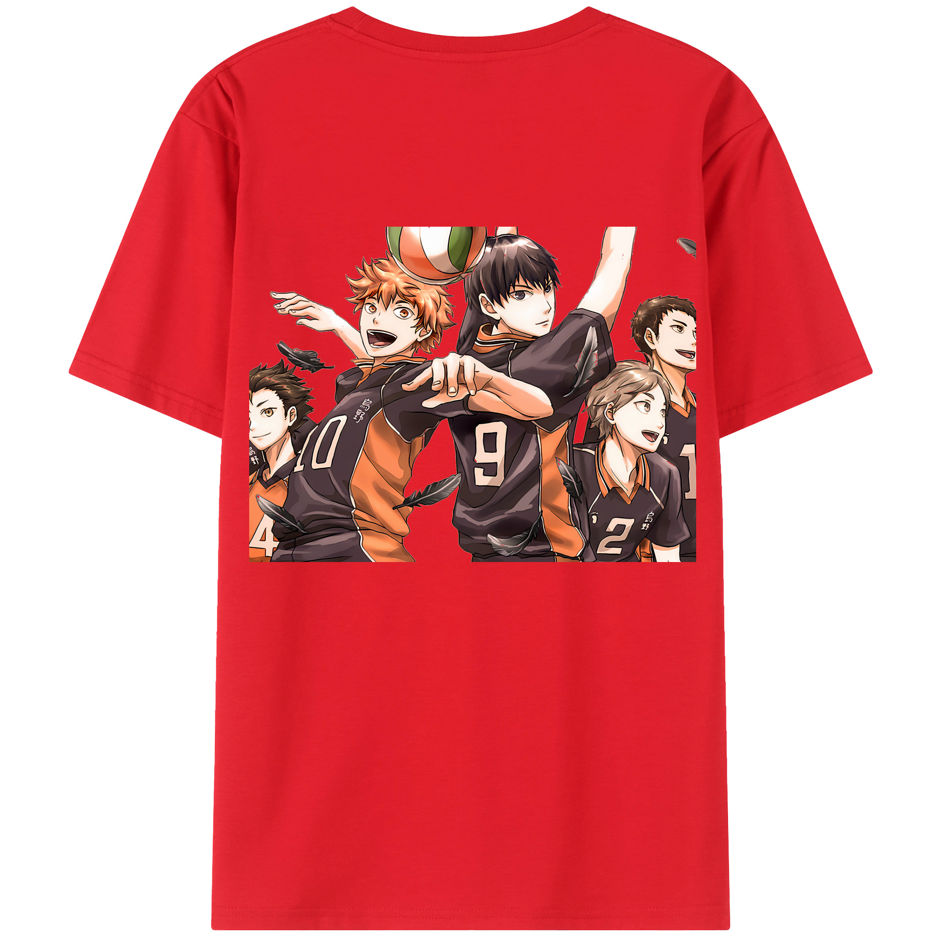 （画像用） ハイキュー!! Haikyu!! 綿100％ メンズ半袖Tシャツ（バックプリント） 通気性