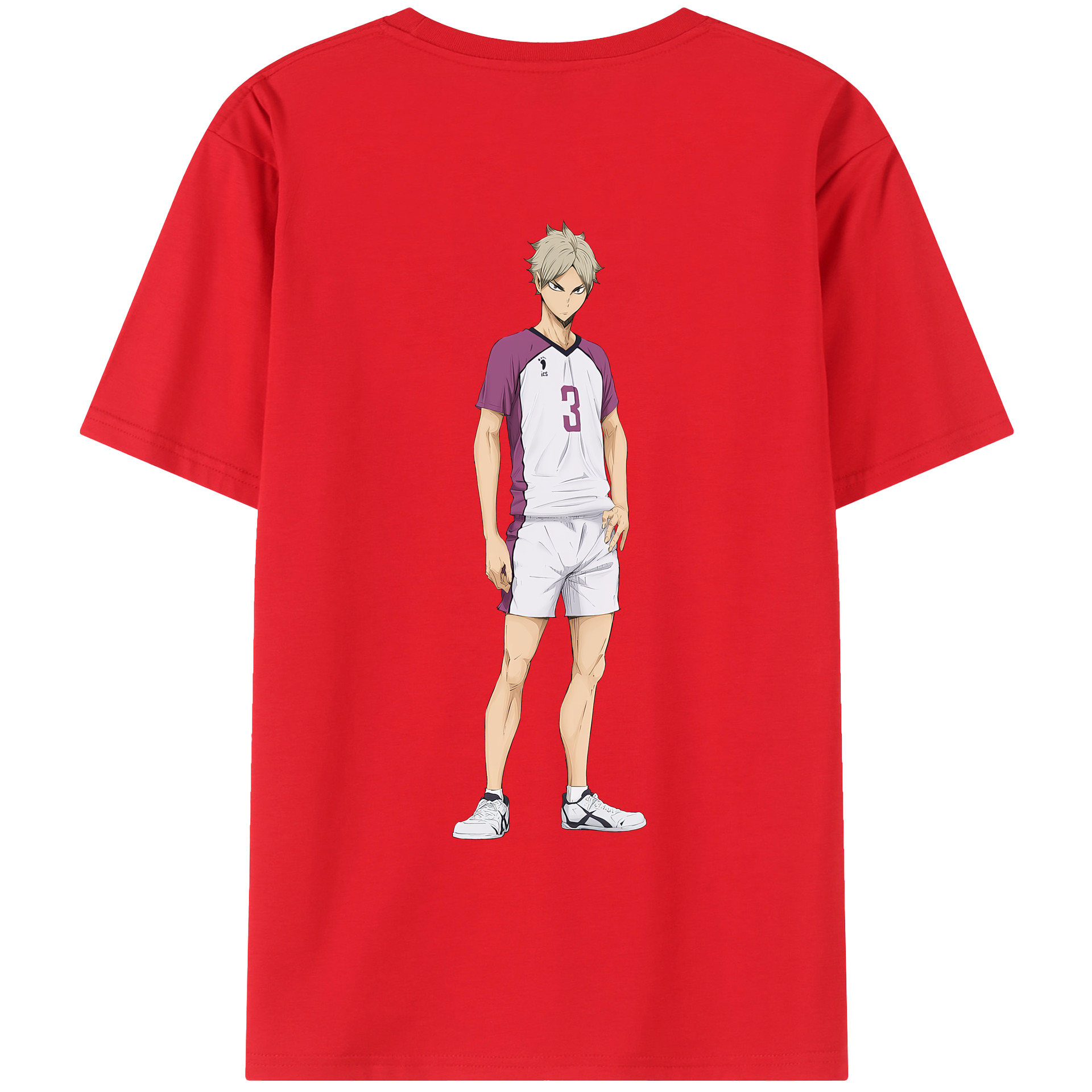 （画像用） ハイキュー!! Haikyu!! 綿100％ メンズ半袖Tシャツ（バックプリント） 通気性