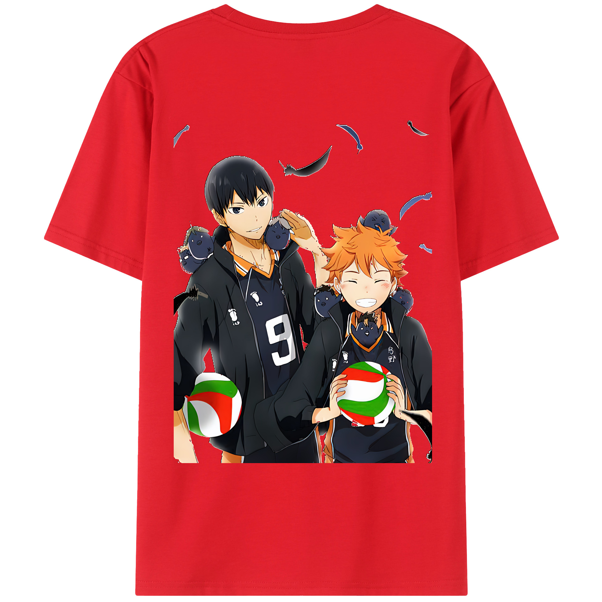 （画像用） ハイキュー!! Haikyu!! 綿100％ メンズ半袖Tシャツ（バックプリント） 通気性