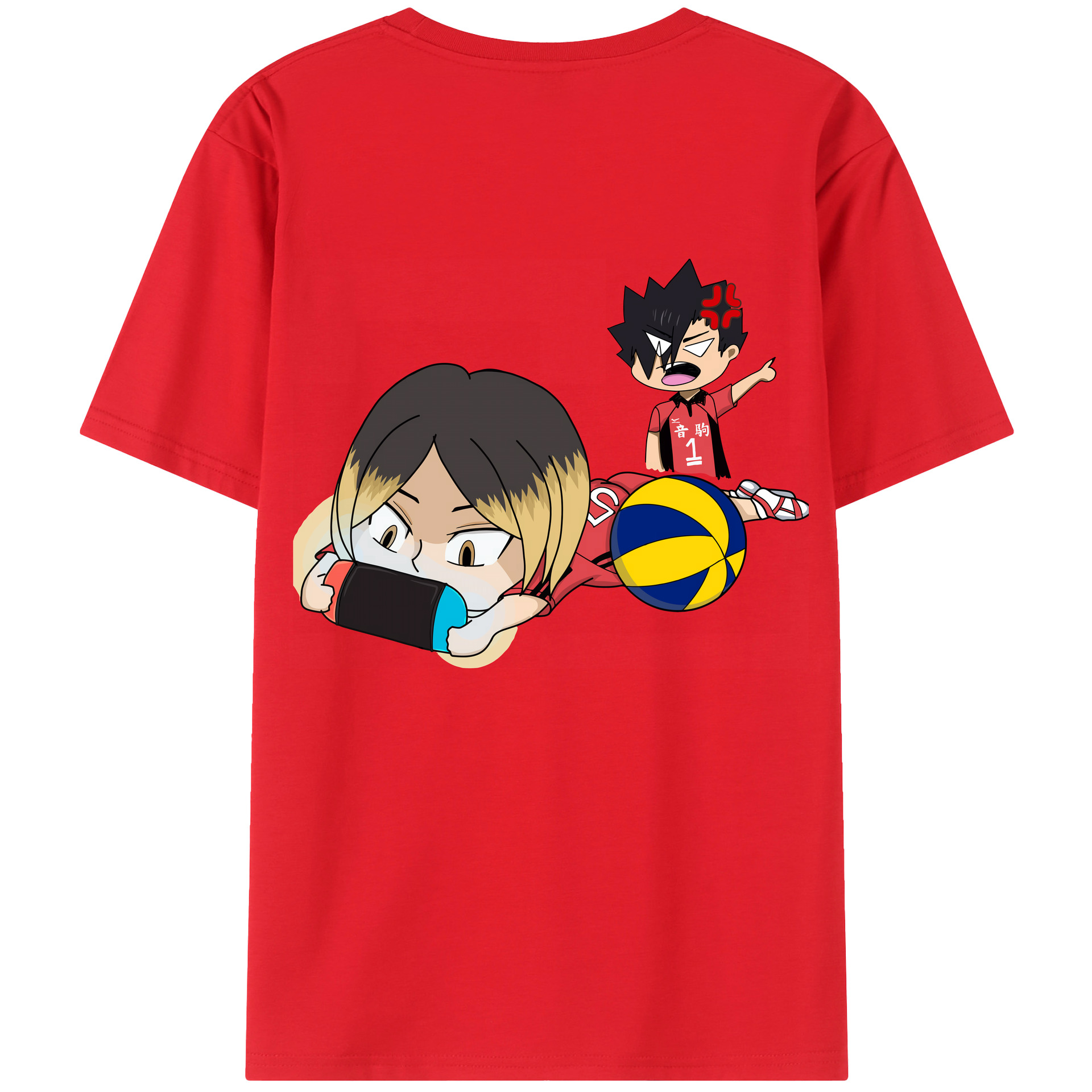 （画像用） ハイキュー!! Haikyu!! 綿100％ メンズ半袖Tシャツ（バックプリント） 通気性