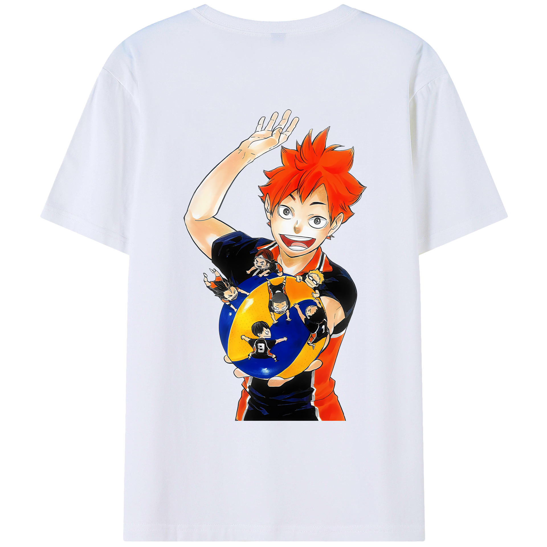 （画像用） ハイキュー!! Haikyu!! 綿100％ メンズ半袖Tシャツ（バックプリント） 通気性