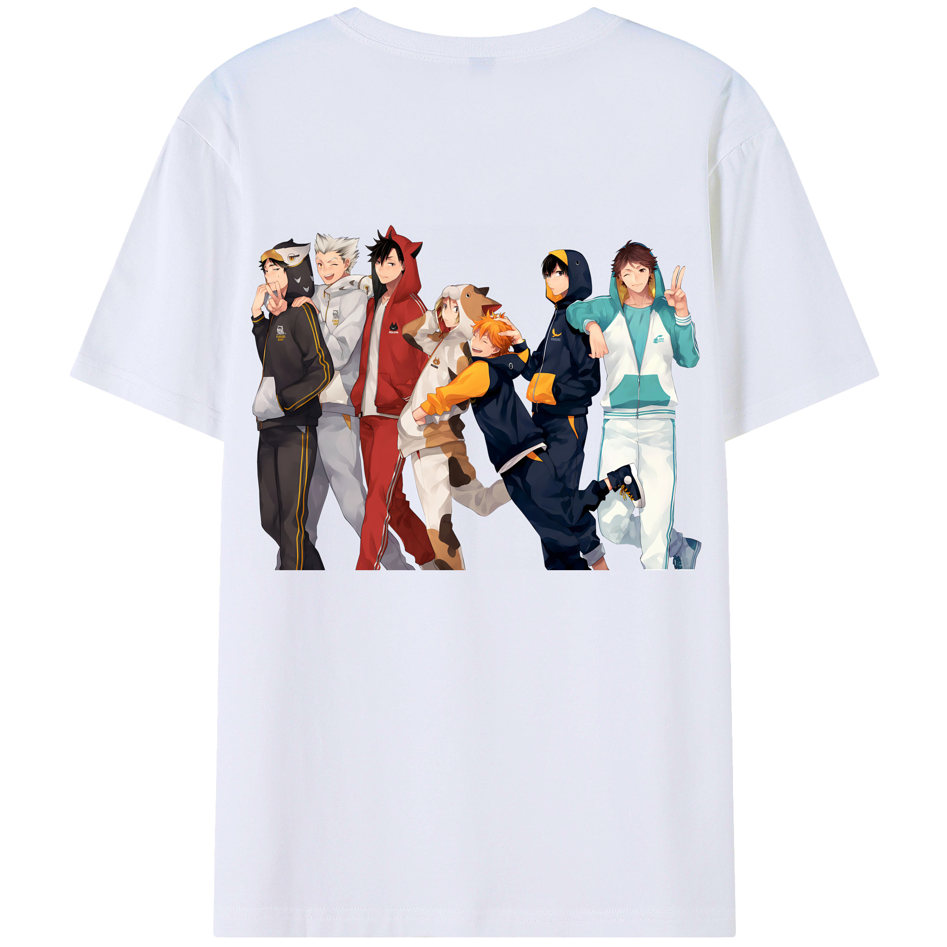 （画像用） ハイキュー!! Haikyu!! 綿100％ メンズ半袖Tシャツ（バックプリント） 通気性