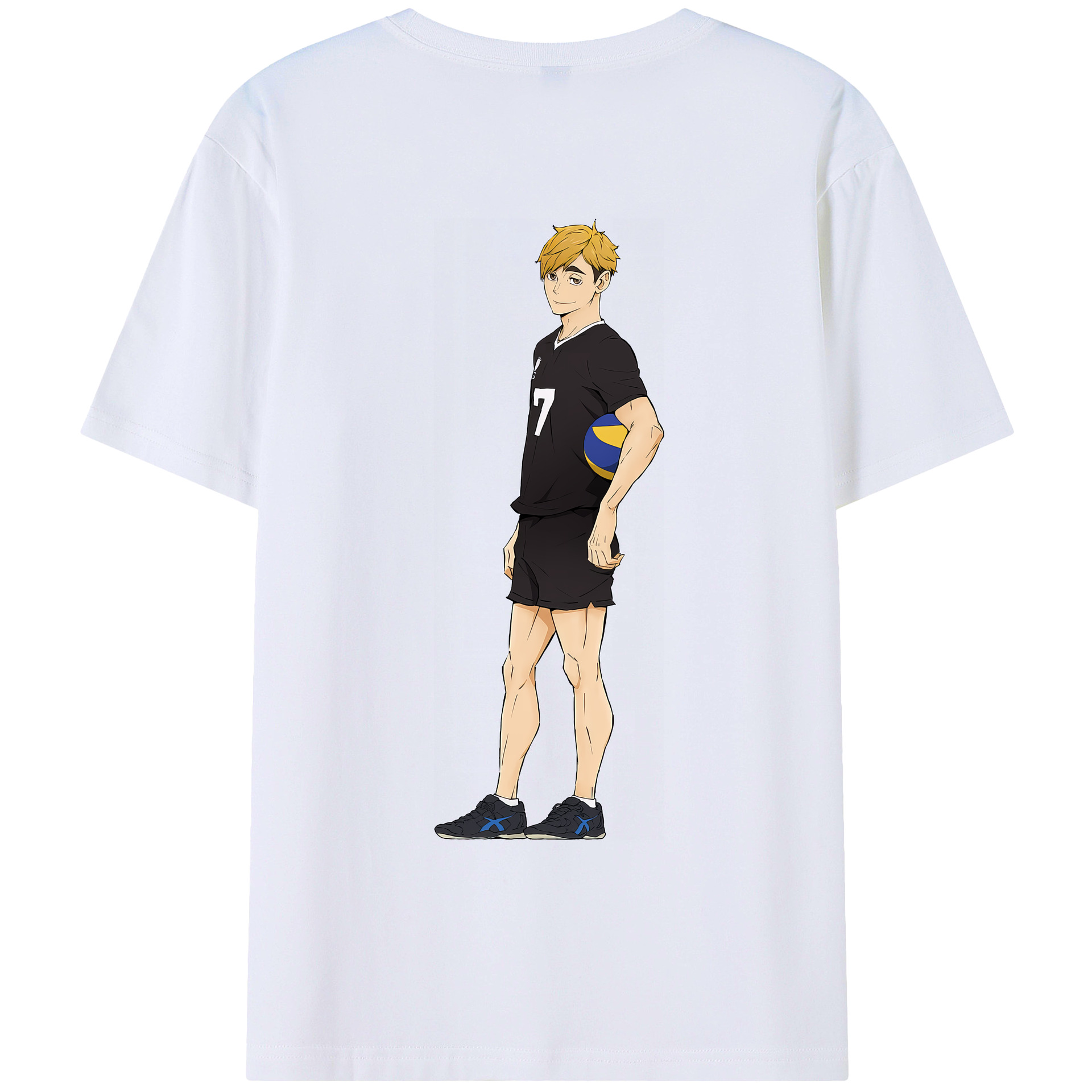（画像用） ハイキュー!! Haikyu!! 綿100％ メンズ半袖Tシャツ（バックプリント） 通気性