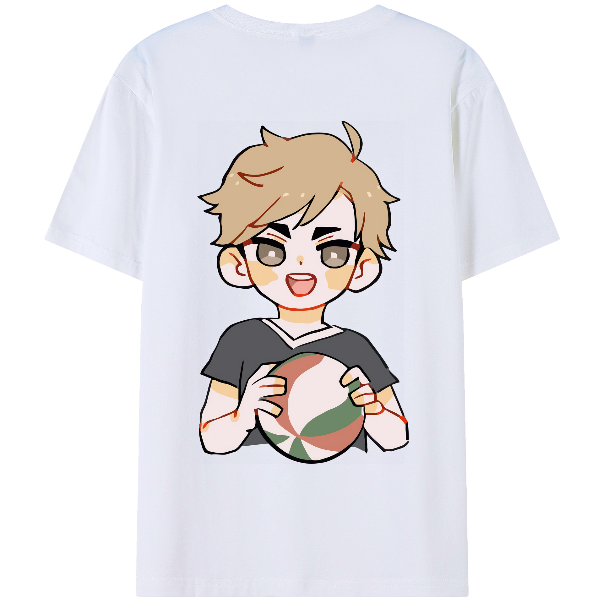 （画像用） ハイキュー!! Haikyu!! 綿100％ メンズ半袖Tシャツ（バックプリント） 通気性