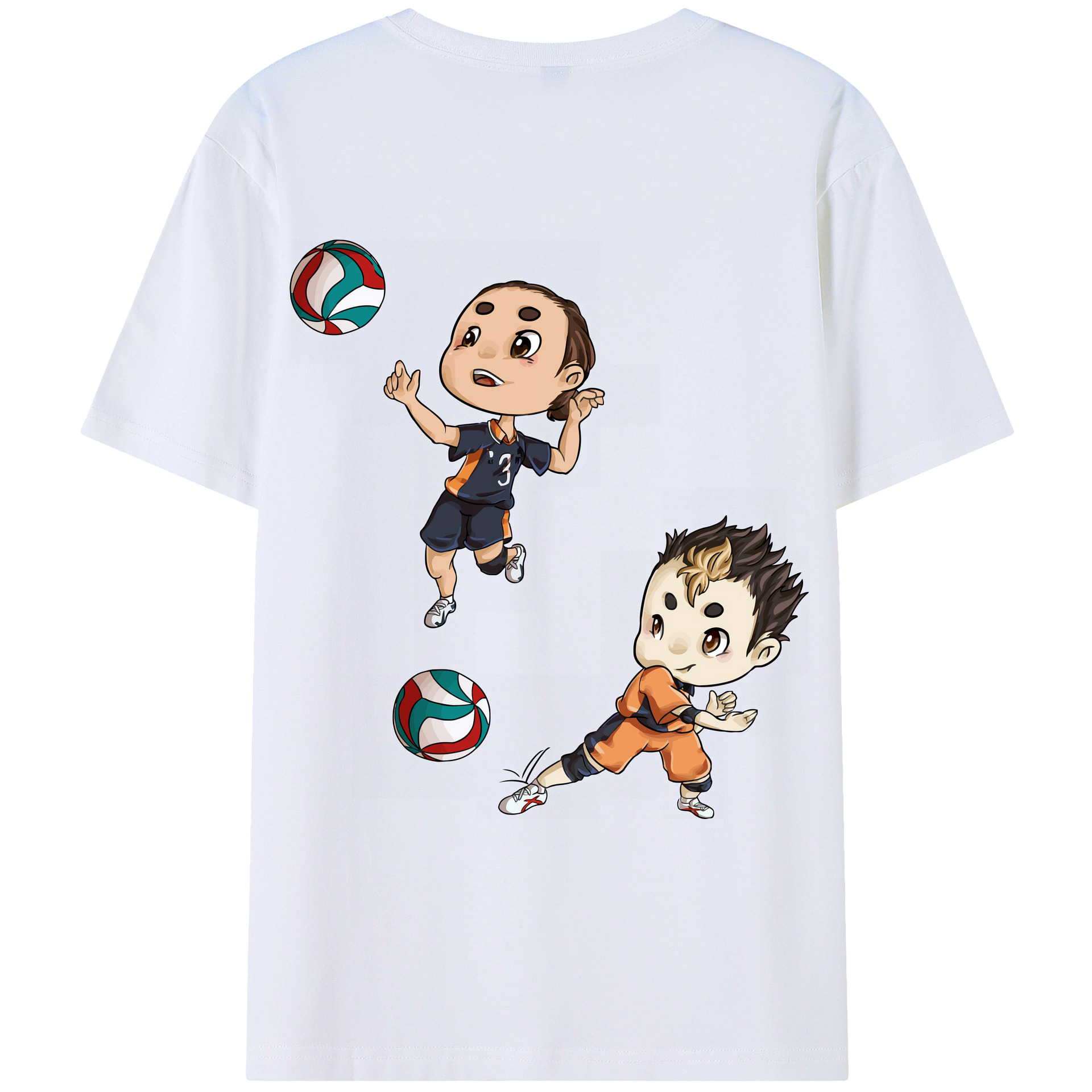 （画像用） ハイキュー!! Haikyu!! 綿100％ メンズ半袖Tシャツ（バックプリント） 通気性