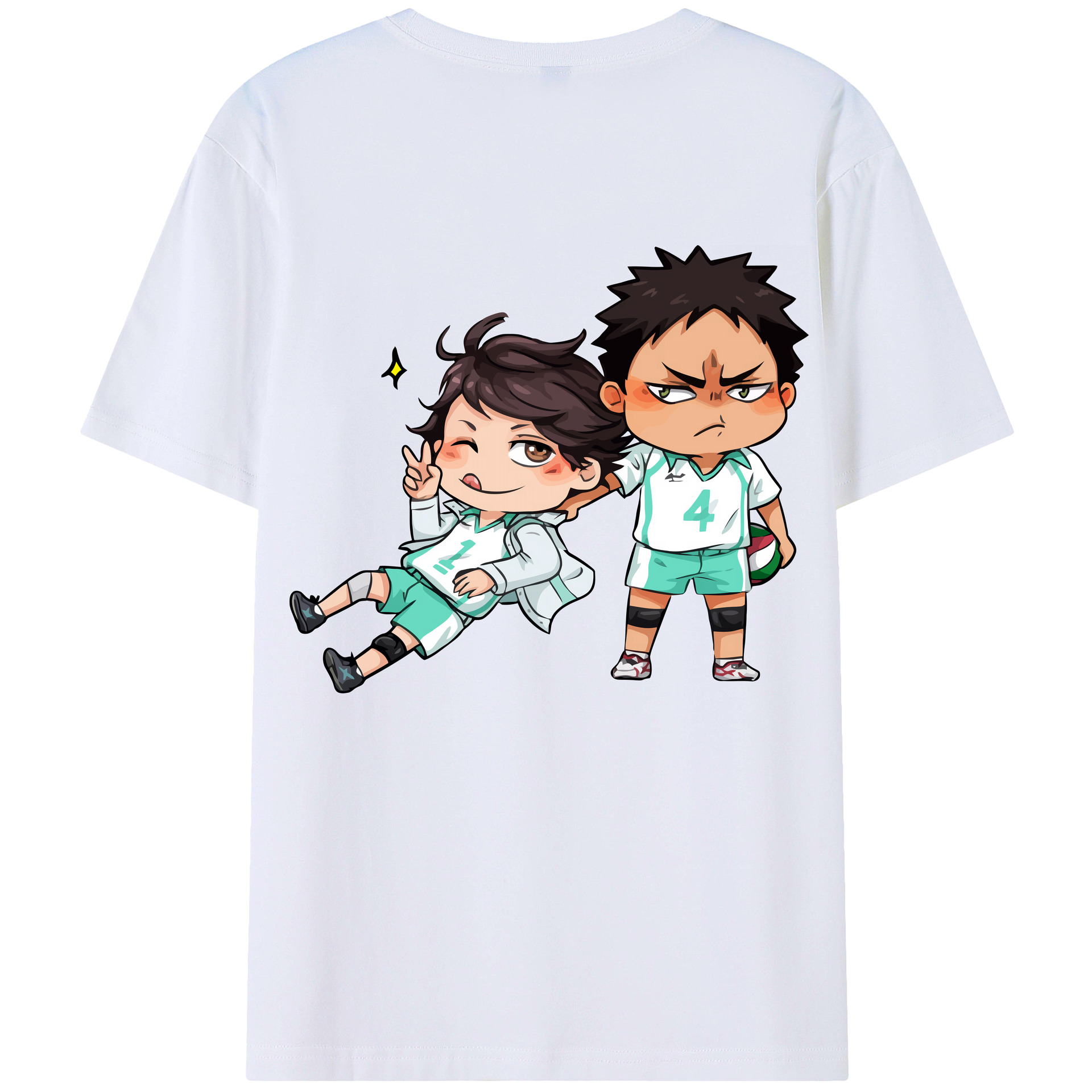 （画像用） ハイキュー!! Haikyu!! 綿100％ メンズ半袖Tシャツ（バックプリント） 通気性