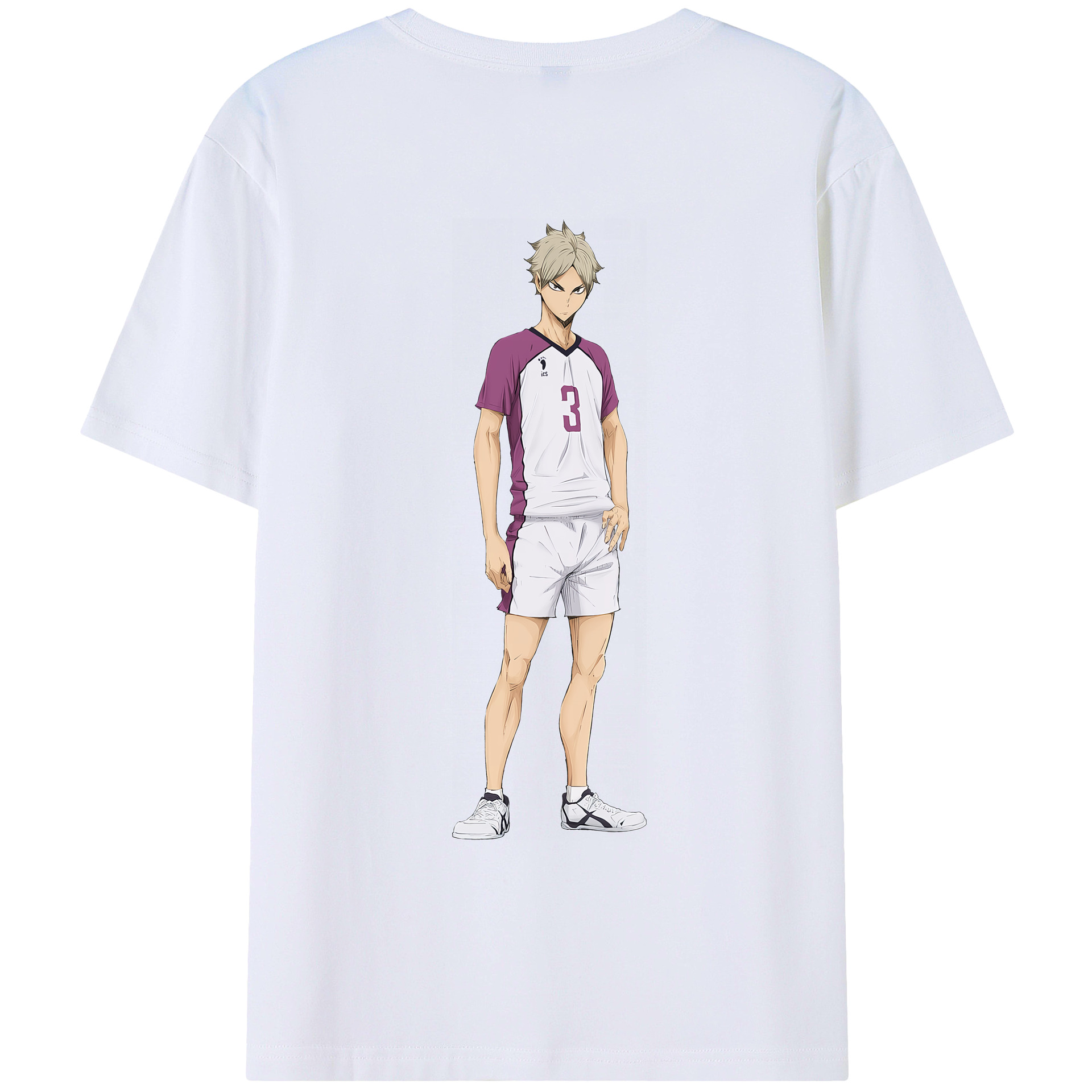 （画像用） ハイキュー!! Haikyu!! 綿100％ メンズ半袖Tシャツ（バックプリント） 通気性