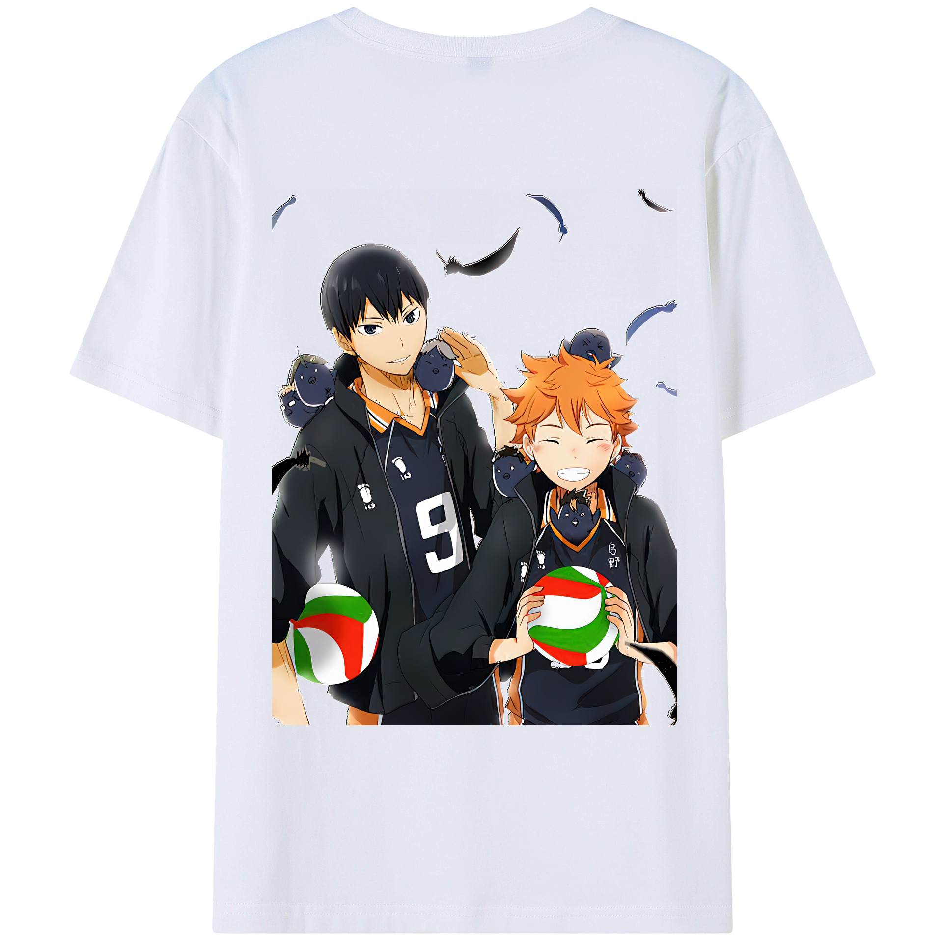 （画像用） ハイキュー!! Haikyu!! 綿100％ メンズ半袖Tシャツ（バックプリント） 通気性