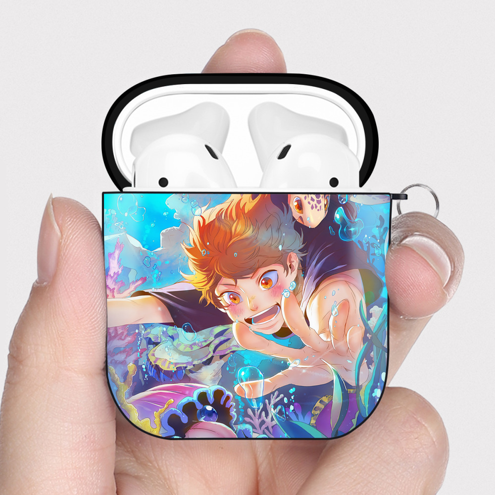 （画像用） ハイキュー!! Haikyu!! AirPods 第2世代保護ケース ハードシェル ブラック 耐衝撃・防指紋・カラビナ付き
