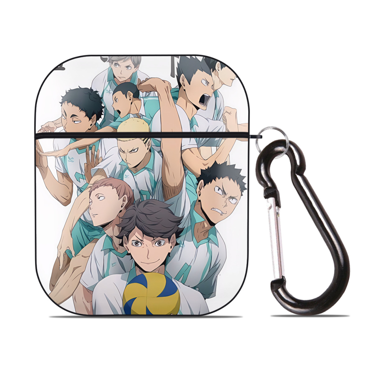 （画像用） ハイキュー!! Haikyu!! AirPods 第2世代保護ケース ハードシェル ブラック 耐衝撃・防指紋・カラビナ付き