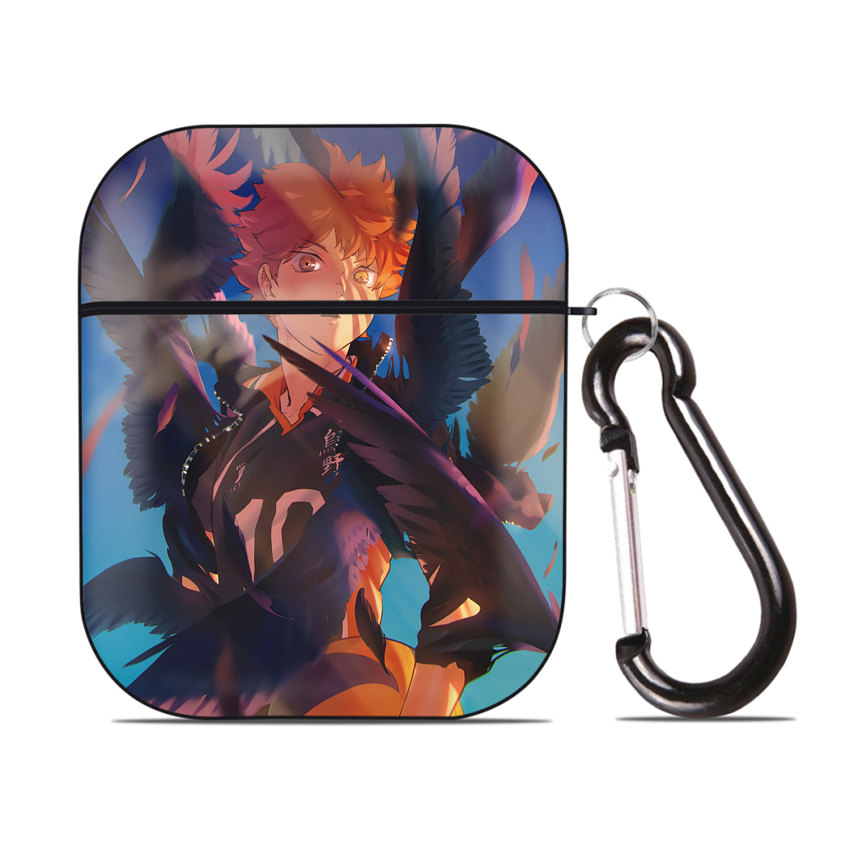 （画像用） ハイキュー!! Haikyu!! AirPods 第2世代保護ケース ハードシェル ブラック 耐衝撃・防指紋・カラビナ付き