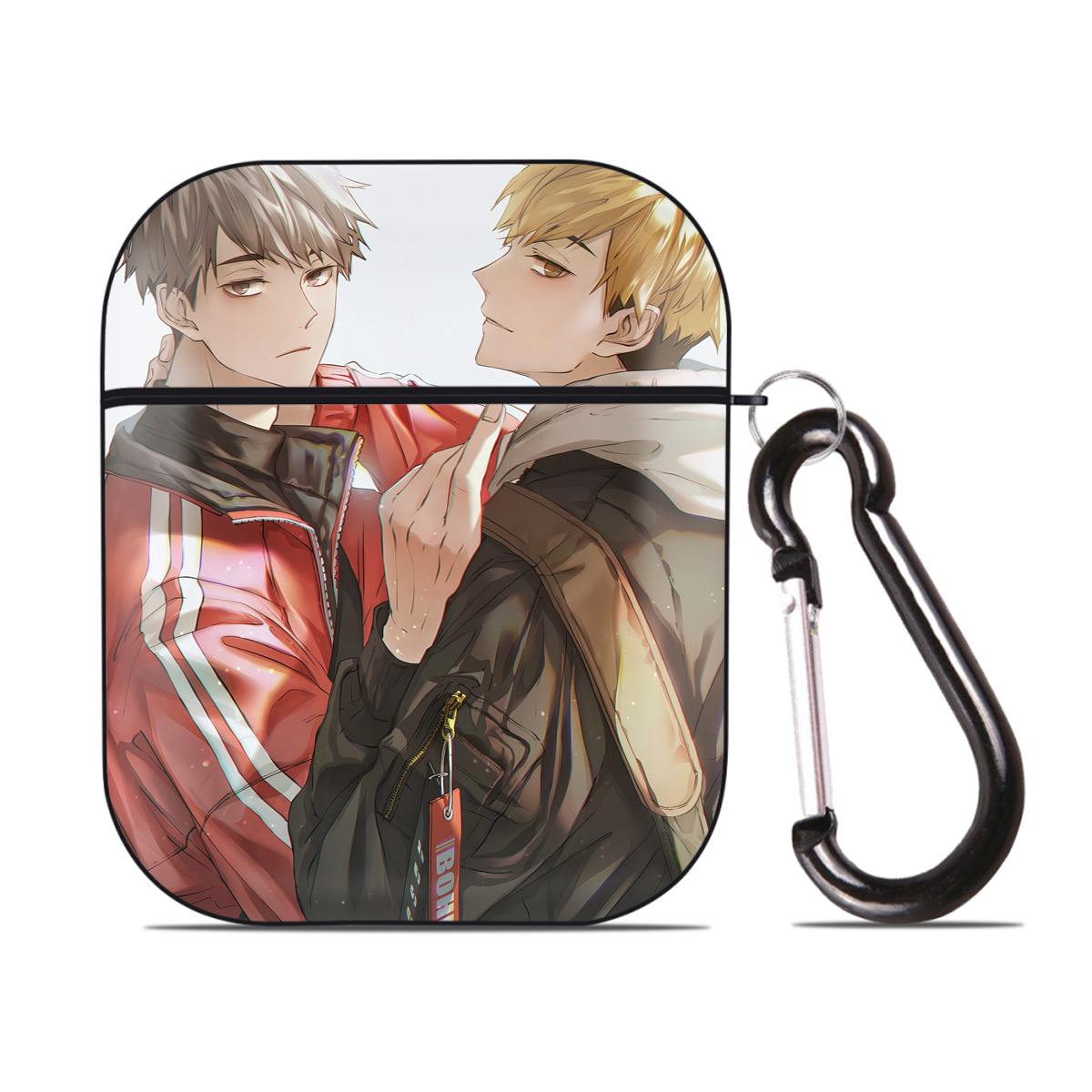 （画像用） ハイキュー!! Haikyu!! AirPods 第2世代保護ケース ハードシェル ブラック 耐衝撃・防指紋・カラビナ付き