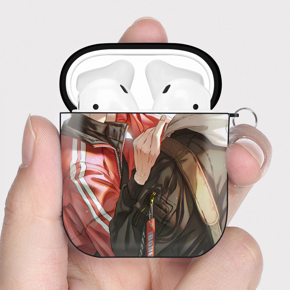 （画像用） ハイキュー!! Haikyu!! AirPods 第2世代保護ケース ハードシェル ブラック 耐衝撃・防指紋・カラビナ付き