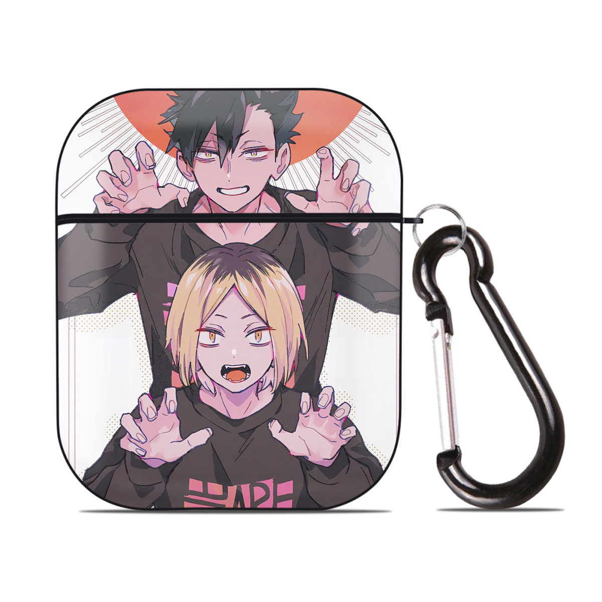 （画像用） ハイキュー!! Haikyu!! AirPods 第2世代保護ケース ハードシェル ブラック 耐衝撃・防指紋・カラビナ付き