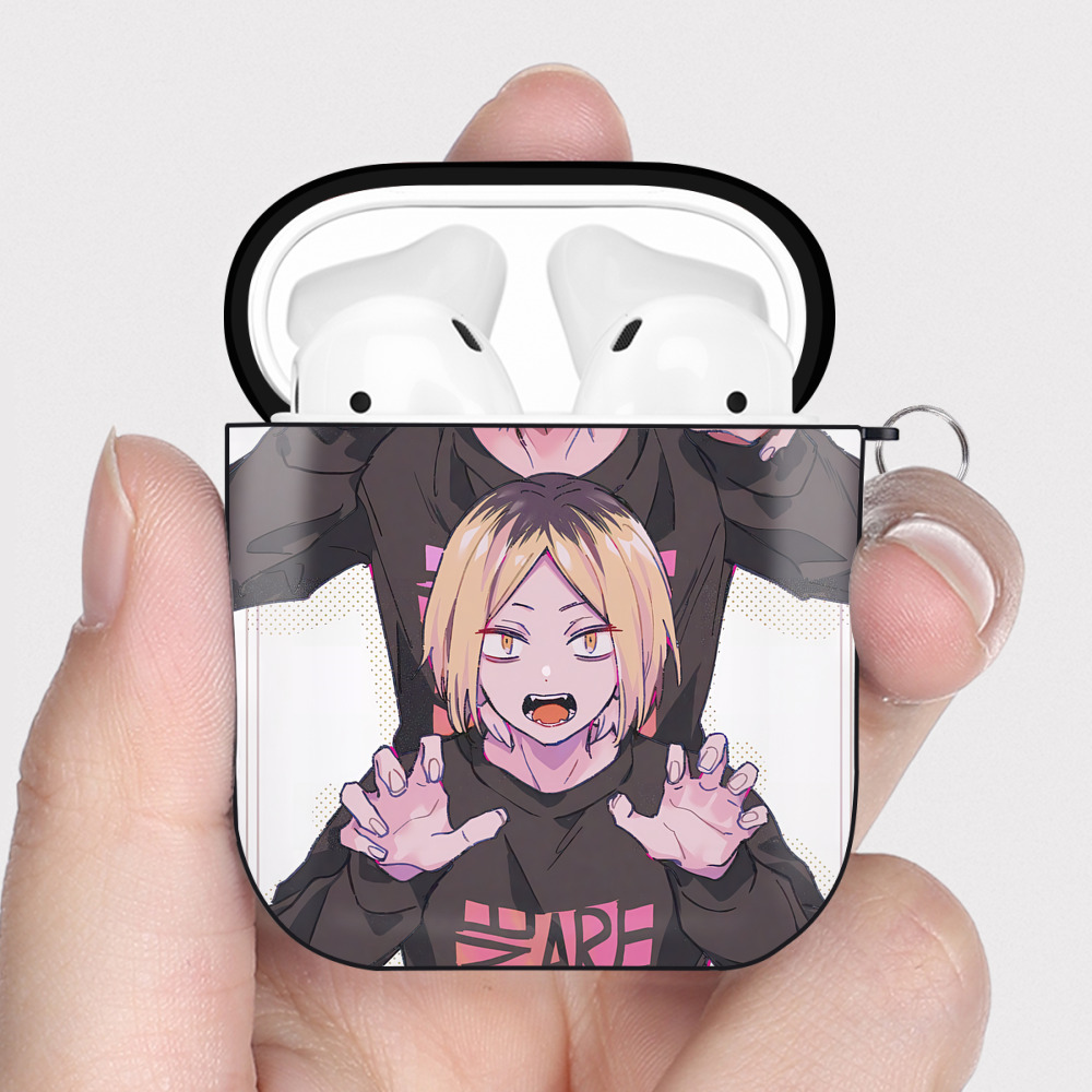 （画像用） ハイキュー!! Haikyu!! AirPods 第2世代保護ケース ハードシェル ブラック 耐衝撃・防指紋・カラビナ付き