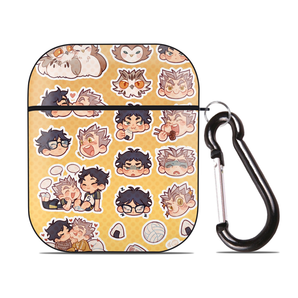 （画像用） ハイキュー!! Haikyu!! AirPods 第2世代保護ケース ハードシェル ブラック 耐衝撃・防指紋・カラビナ付き